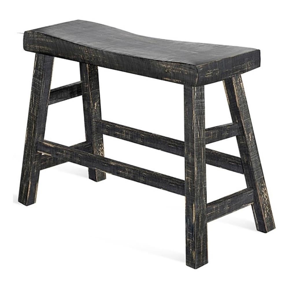 Sunny Designs Marina 24-Inch Farmhouse Style Mahogany Wood Bench in Black Sand - Perfect for Entryway, Dining Room, or Bedroom Decor