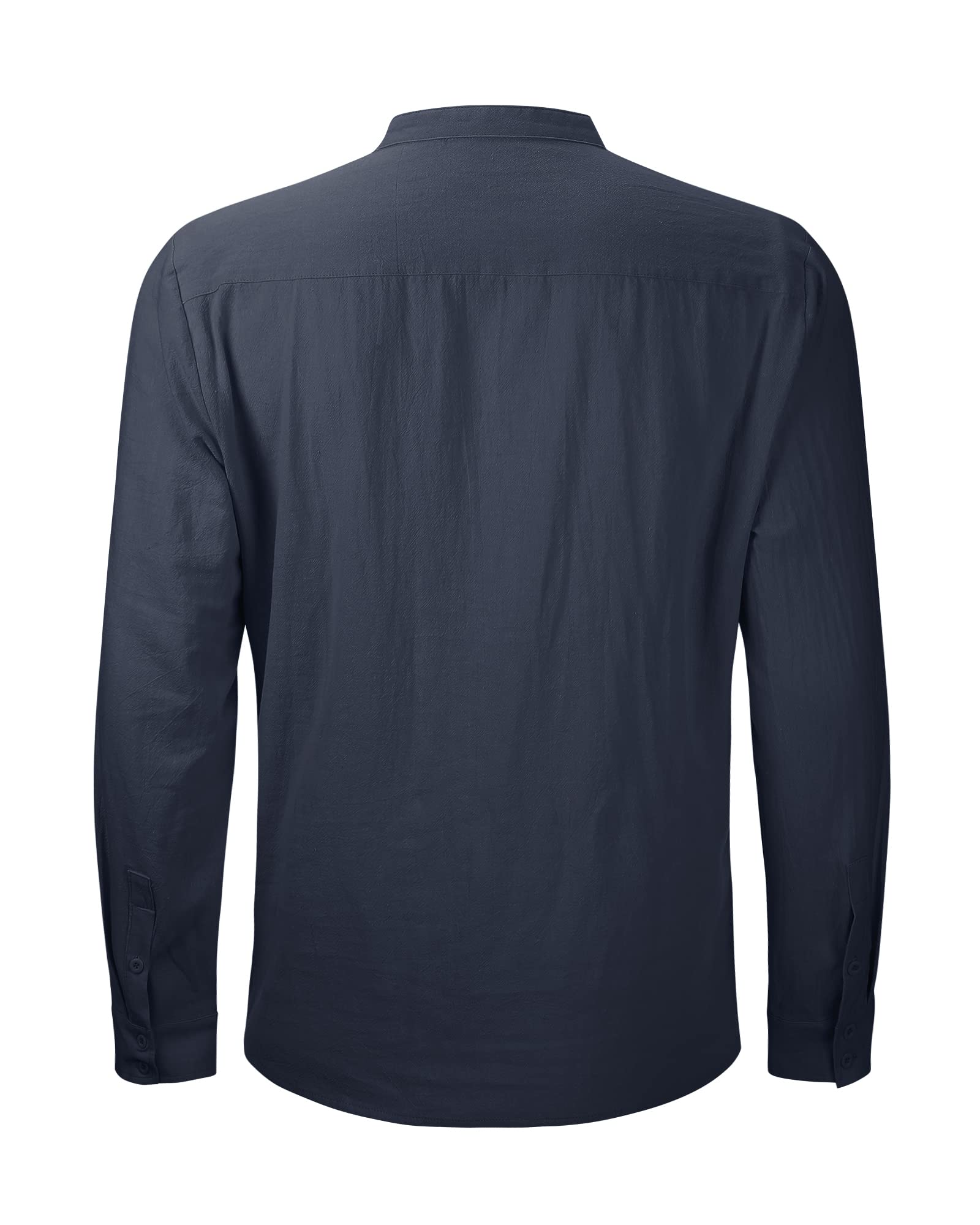 Men's Long Sleeve Casual Cotton Shirt - Solid Color Breathable Henley Top for Beach, Yoga, Work & Everyday Wear