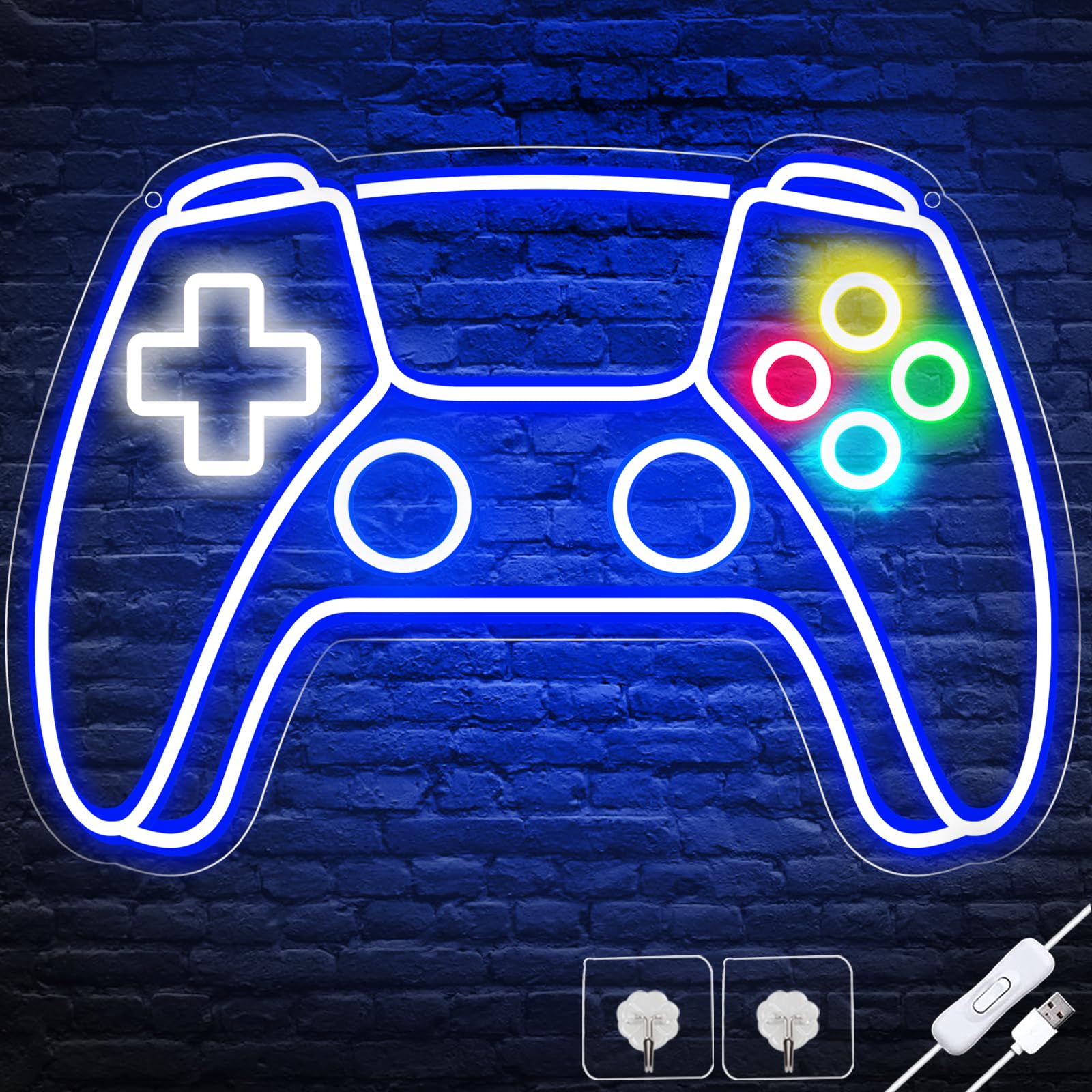 Gamer Neon Sign - USB Powered LED Gamepad Shaped Light for Gaming Room Decor | Cool Wall Art for Teen Boys & Kids Bedroom | Perfect Gaming Gift for Birthday & Christmas | Enhance Your Esports Setup & Streamer Background