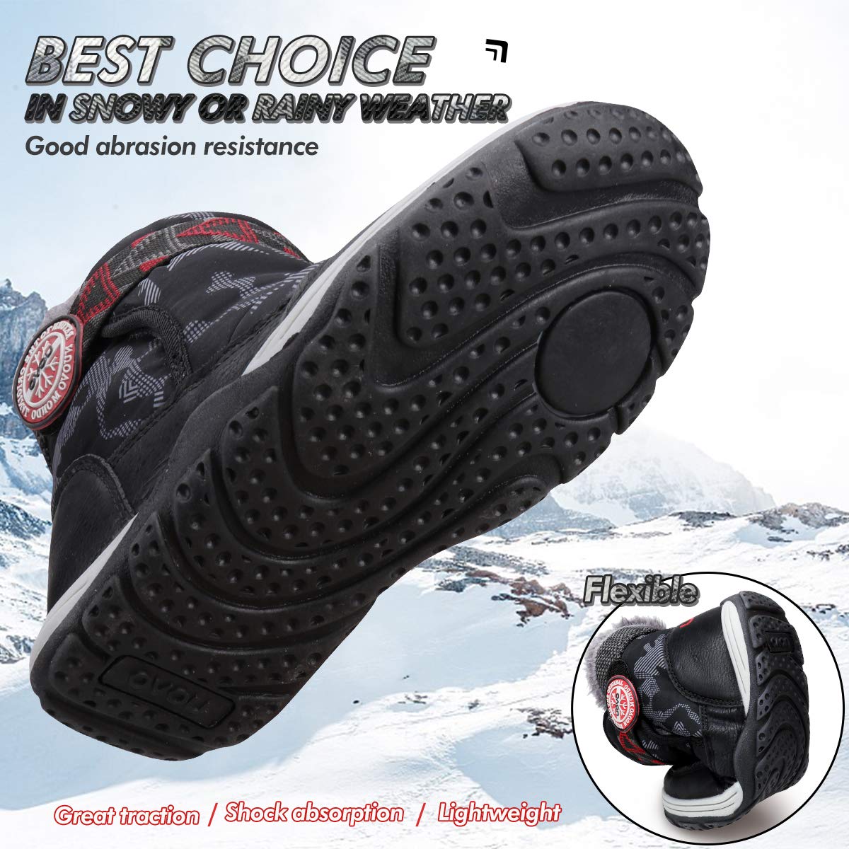 **Waterproof Winter Snow Boots for Boys - Warm Fur Lined Slip-Resistant Kids Snow Boots for Toddlers & Little Boys - Perfect for Outdoor Play & Cold Weather Adventures**
