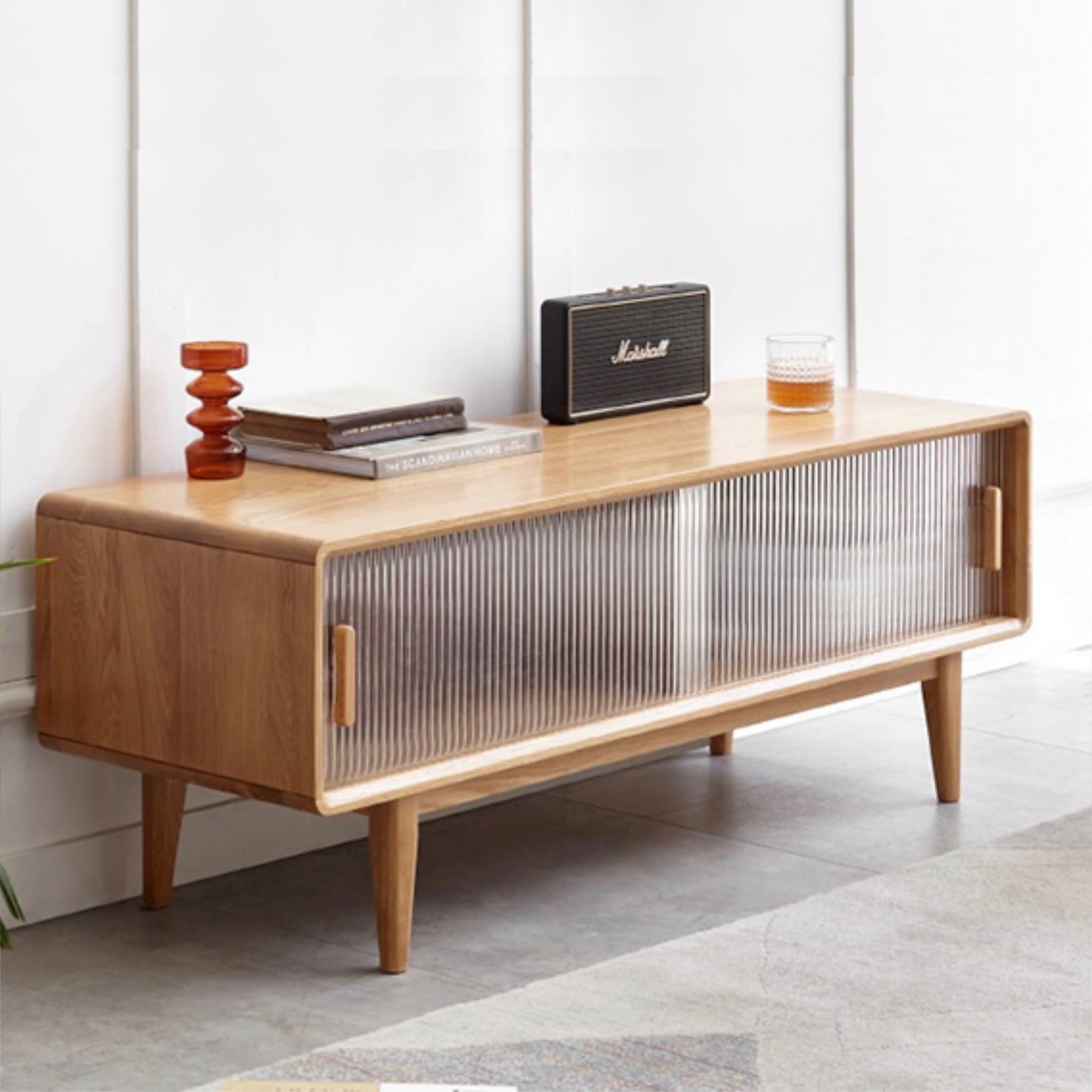 Solid Oak Wood TV Stand - Small Size with Multiple Style Options - Perfect for Living Room, Bedroom & Home Theater Setup