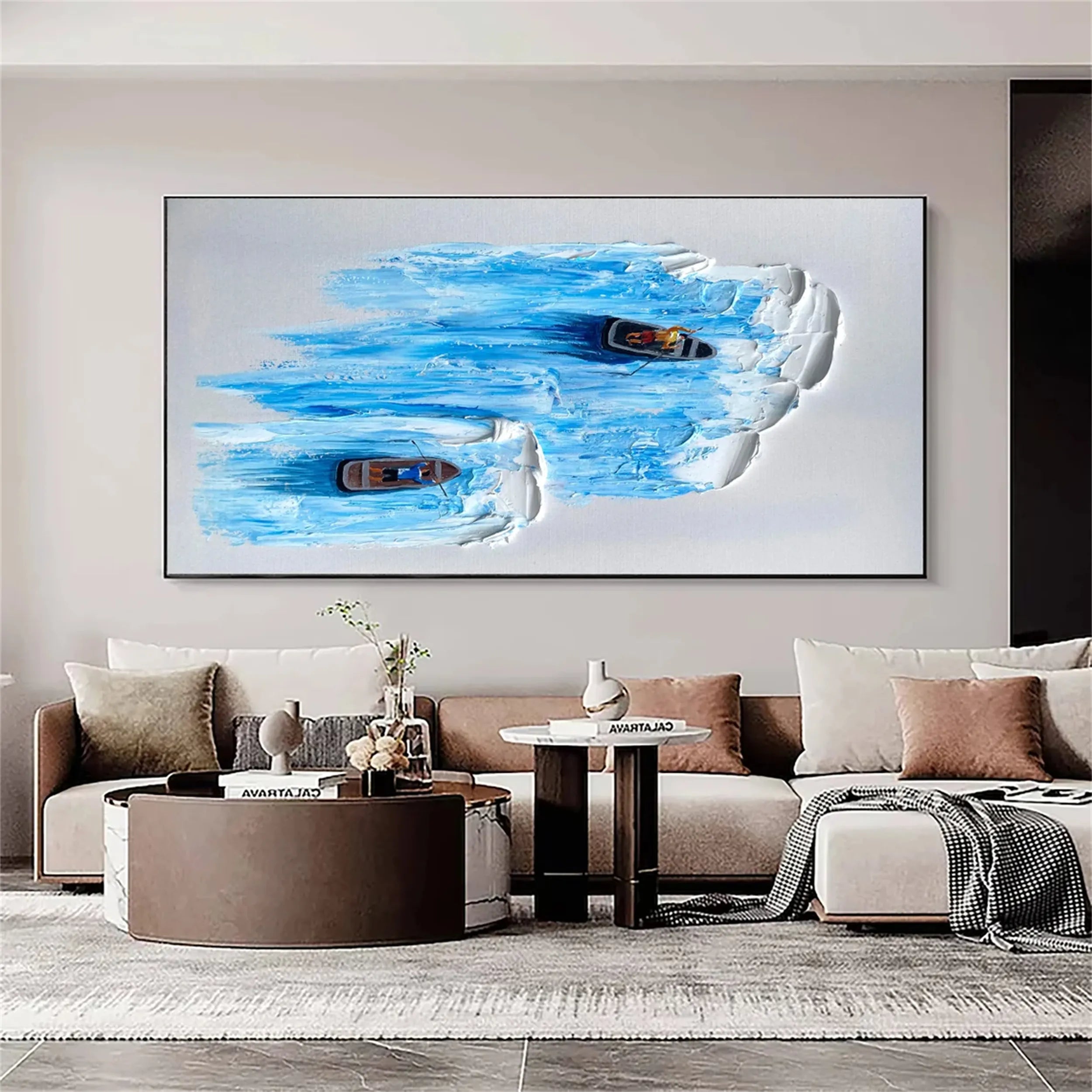 Ocean and Sky Painting #OS 127 - Handmade Canvas Wall Art for Home Decor, Office & Living Room - Coastal Landscape Seascape Artwork