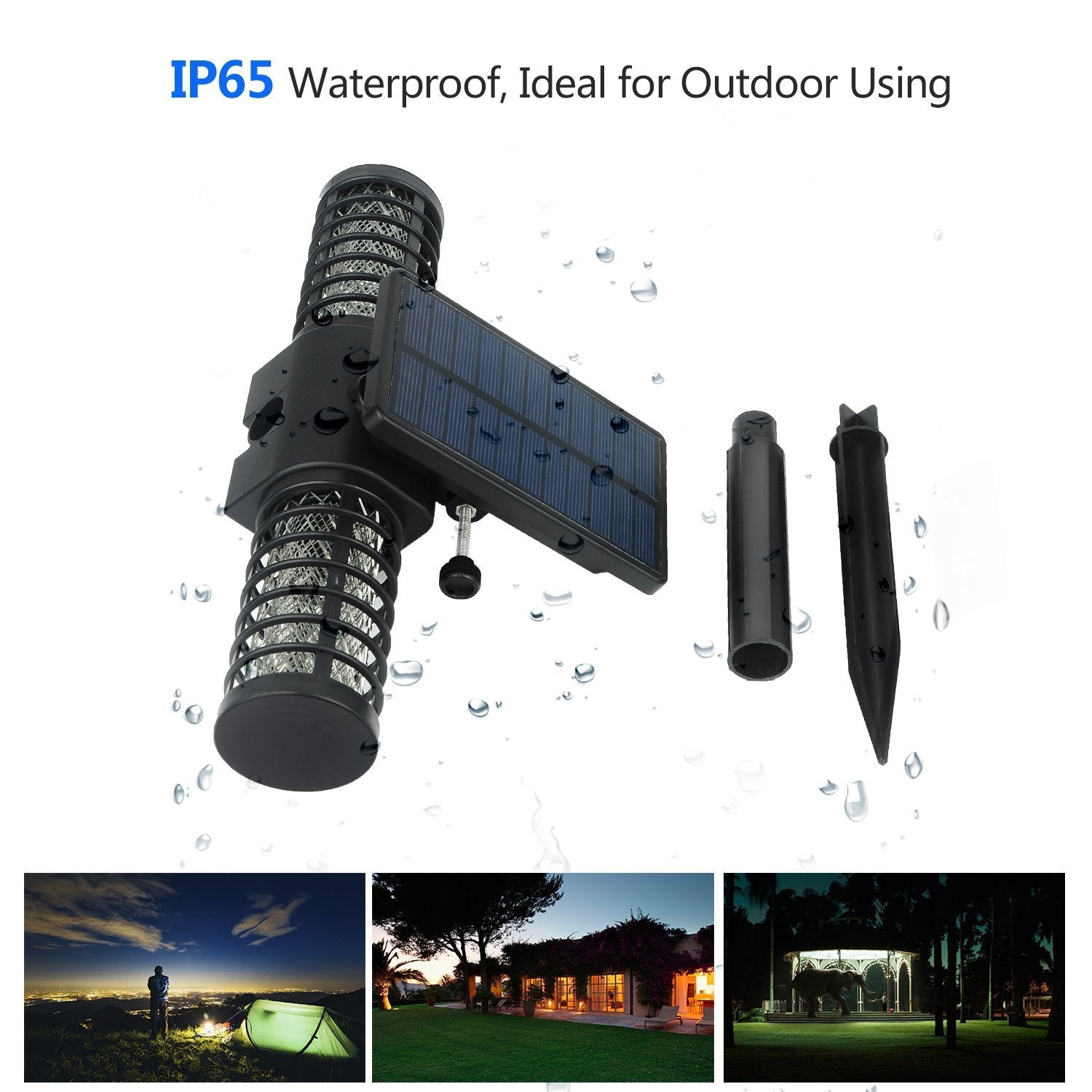 Solar-Powered LED Mosquito Killer Lamp - Waterproof Outdoor Bug Zapper with Hanging Hook for Patio, Garden, and Camping (Wing Design) | Eco-Friendly Insect Control for Backyard, Deck & Pool Area