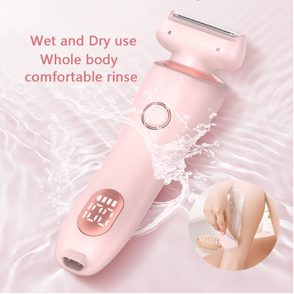 Premium Women's Electric Shaver - 2-in-1 Dual Head Wet/Dry Razor for Smooth Full Body Shaving | Rechargeable & Removable Head (Blue) | Perfect for Legs, Underarms & Bikini Line