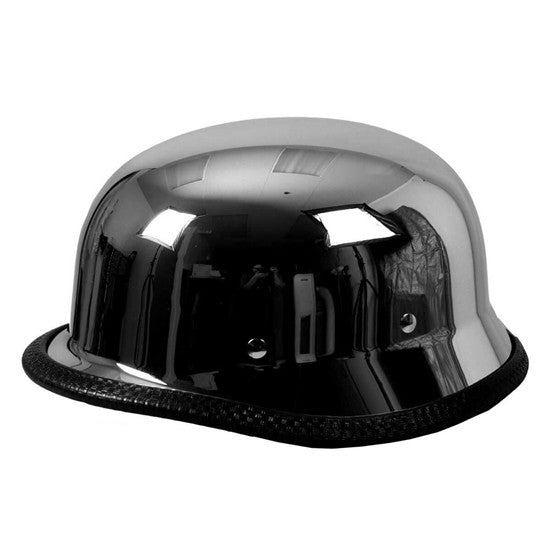 German Style Chrome Low Profile Motorcycle Helmet - Lightweight & Durable for Cruiser & Harley Riders - Perfect for Urban Commuting & Long Rides