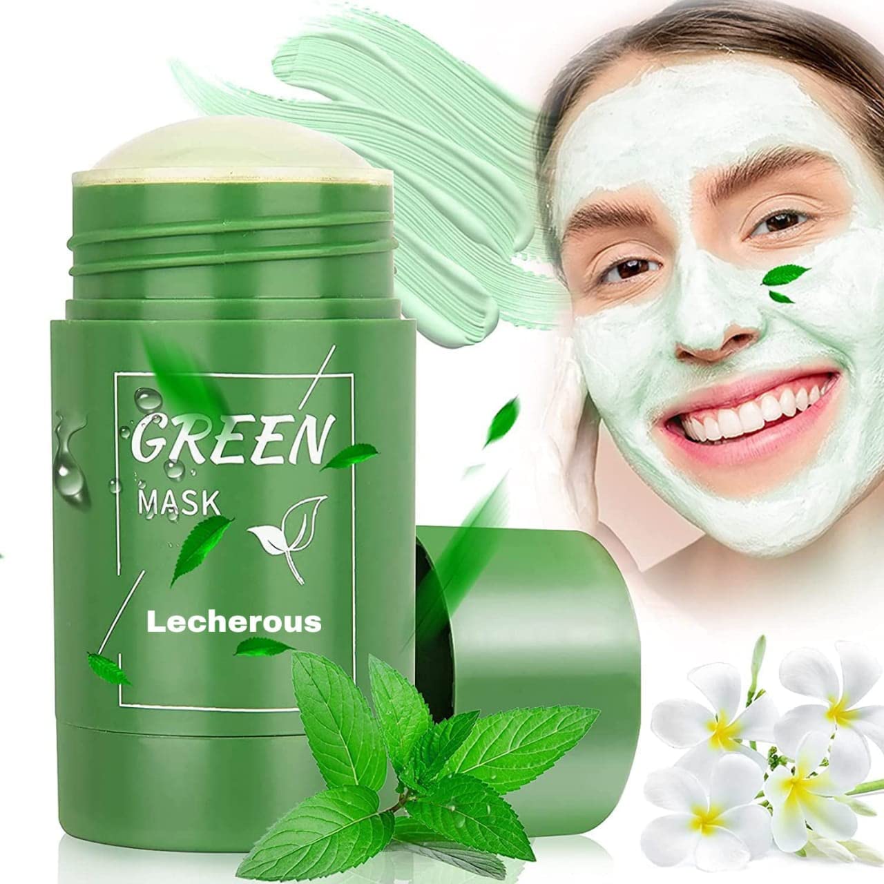 Green Tea Cleansing Mask Stick - Blackhead & Whitehead Remover for Women & Men | Deep Pore Cleansing, Moisturizing & Brightening | 40g Solid Clay Mask for Travel & Daily Skincare Routine