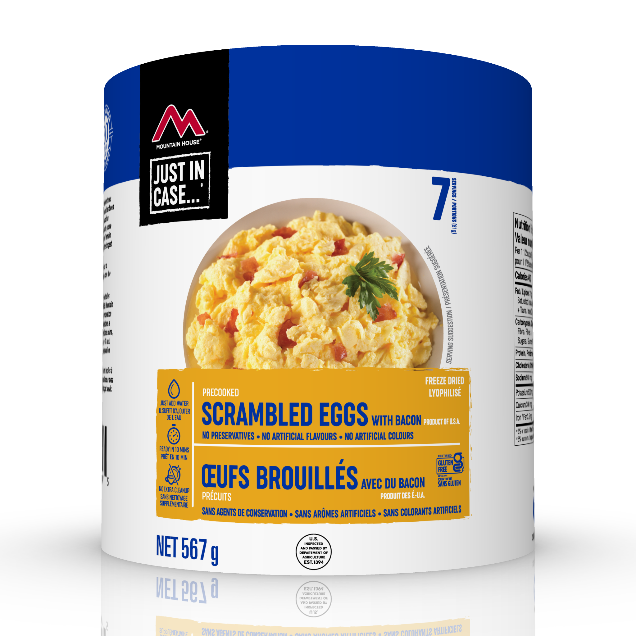 Mountain House Scrambled Eggs with Bacon - Freeze Dried Camping Food in #10 Can (Slightly Dented) | Emergency Preparedness, Backpacking & Outdoor Adventures