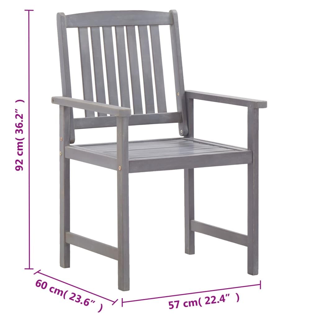 5-Piece Acacia Wood Patio Dining Set with Table & 4 Chairs - Durable Gray Outdoor Furniture for Garden, Backyard, and Poolside Relaxation