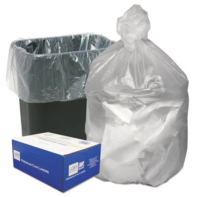 16 Gallon High Density Can Liners, 8 Micron Thickness, 24x33 Inches, Natural Color, 1000 Bags per Carton - Star Seal Bottom for Even Weight Distribution - Perfect for Kitchen, Office, and Commercial Waste Disposal