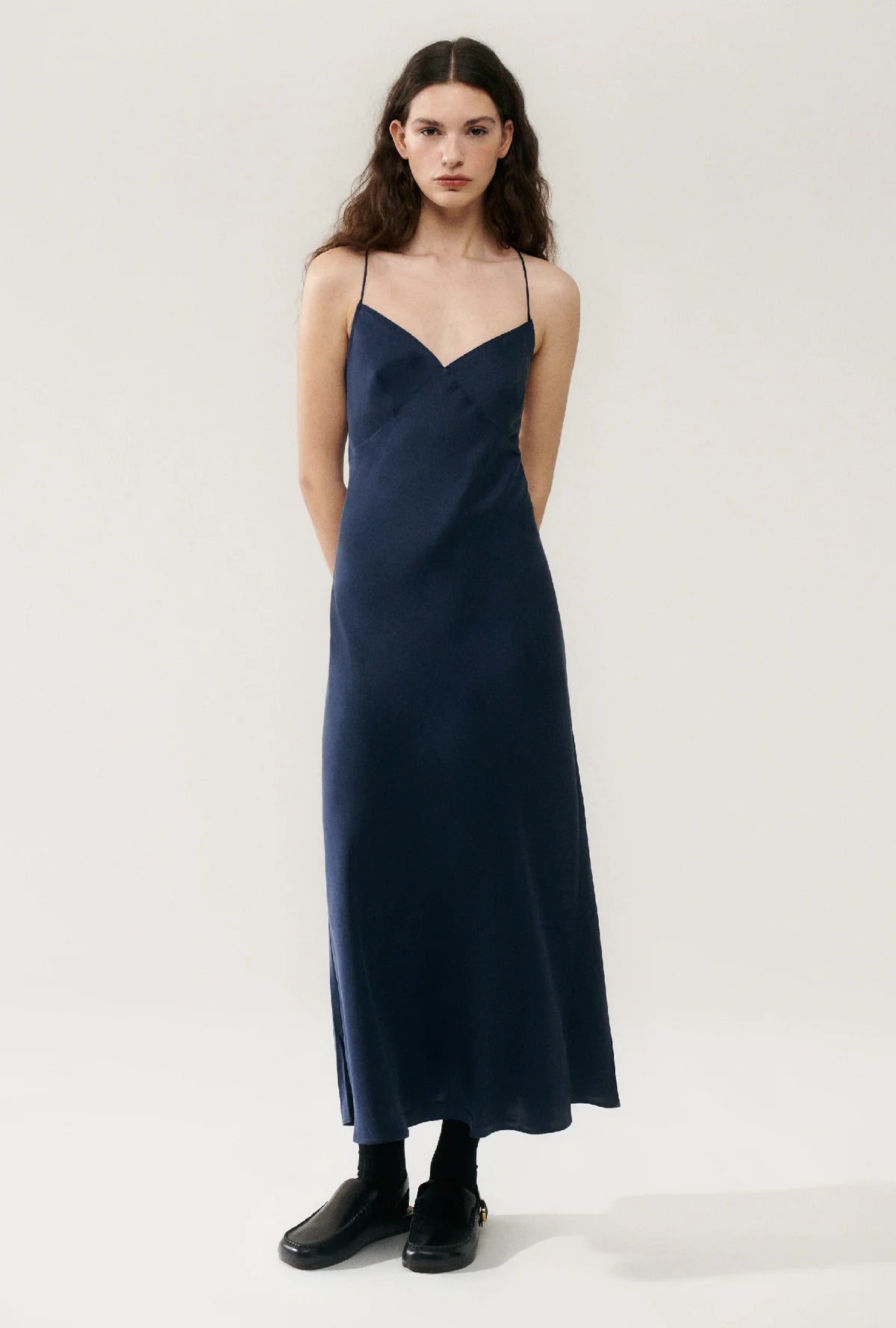 Elegant Deco Rouleau Midnight Blue Dress for Women - Perfect for Evening Parties, Cocktail Events & Special Occasions