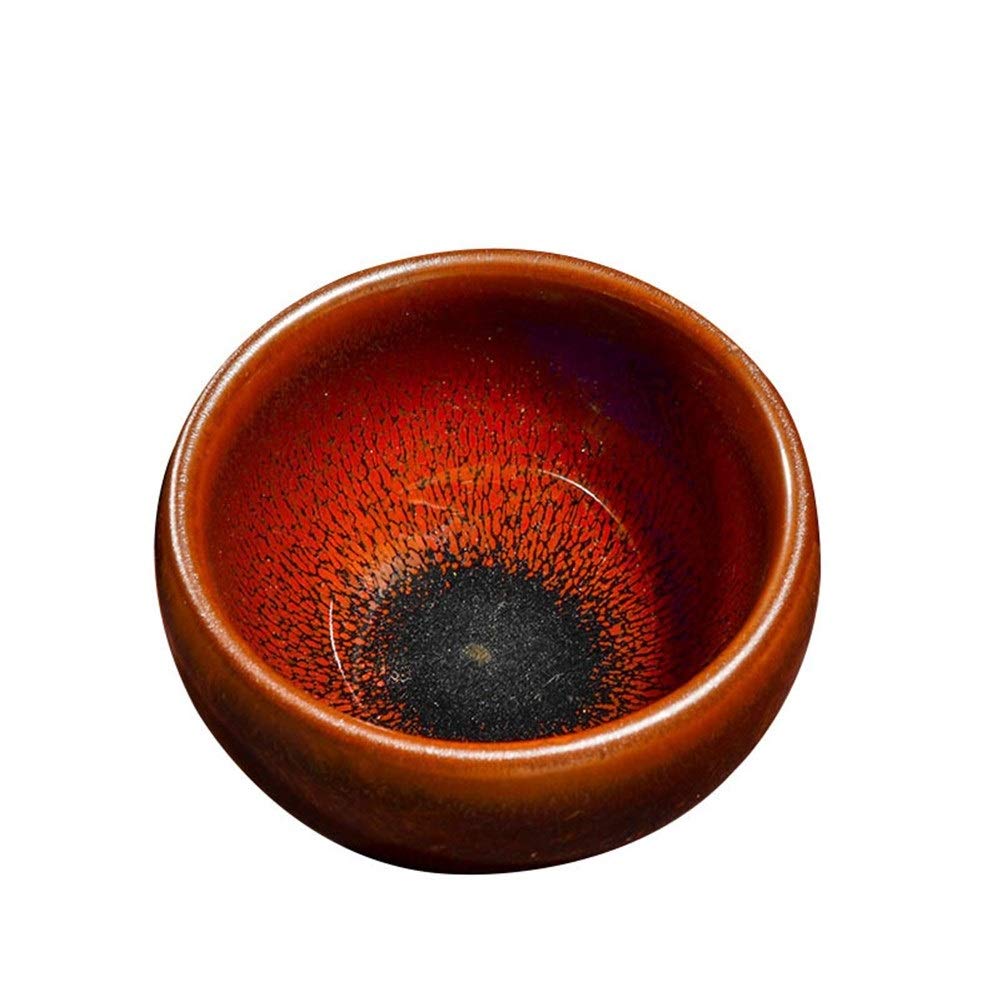 Premium Single Cup Ceramic Tea Set - Handcrafted Black Tea Cup with Light & Variable Glaze - Perfect for Meditation, Home Office & Gift Giving (Red)