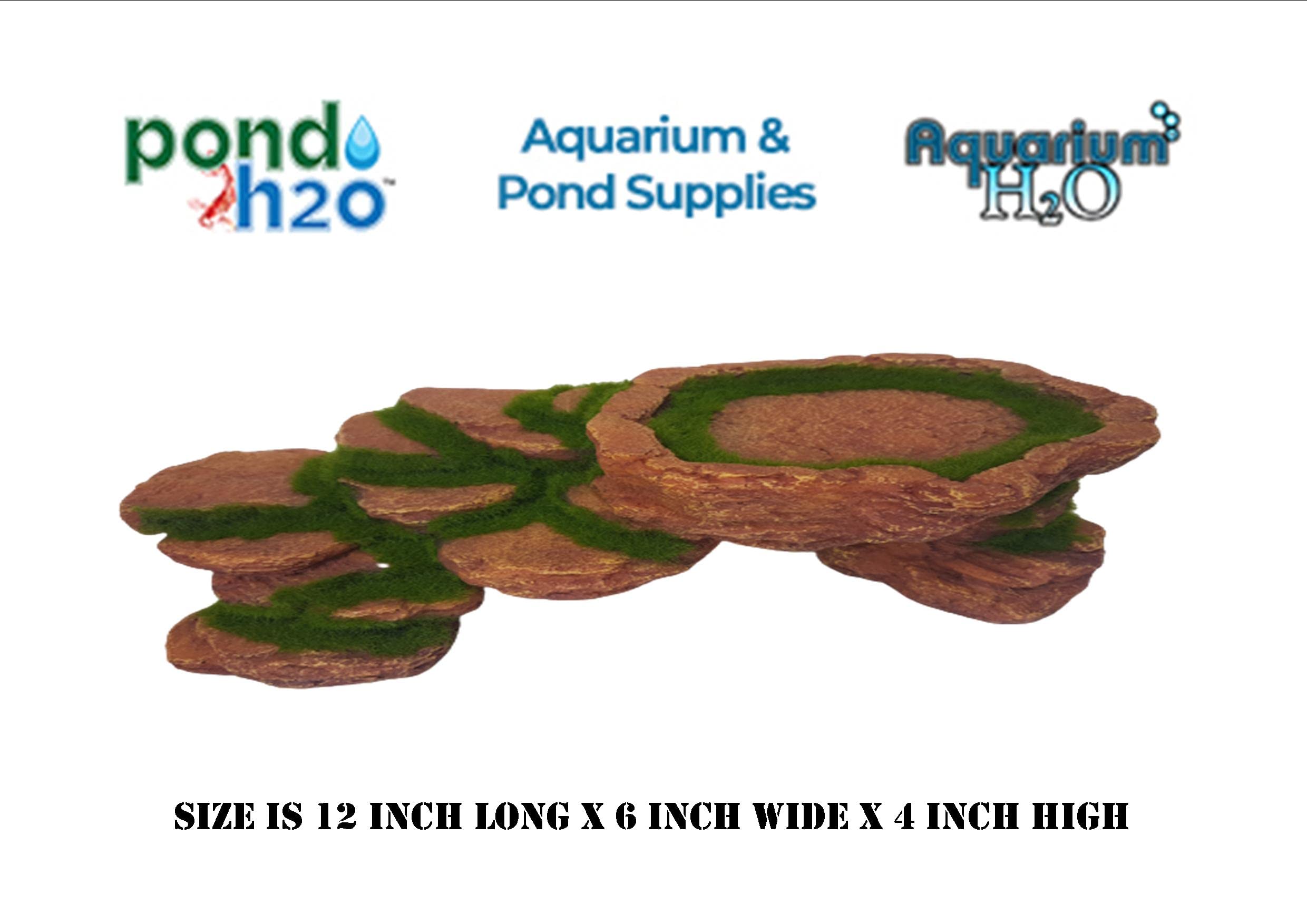 Natural-Looking Large Mossy Rock with Artificial Bridge - Resin Aquarium Ledge & Basking Cave Hide Decor for Reptiles, Fish, Amphibians | Perfect for Terrariums, Vivariums & Aquatic Habitats