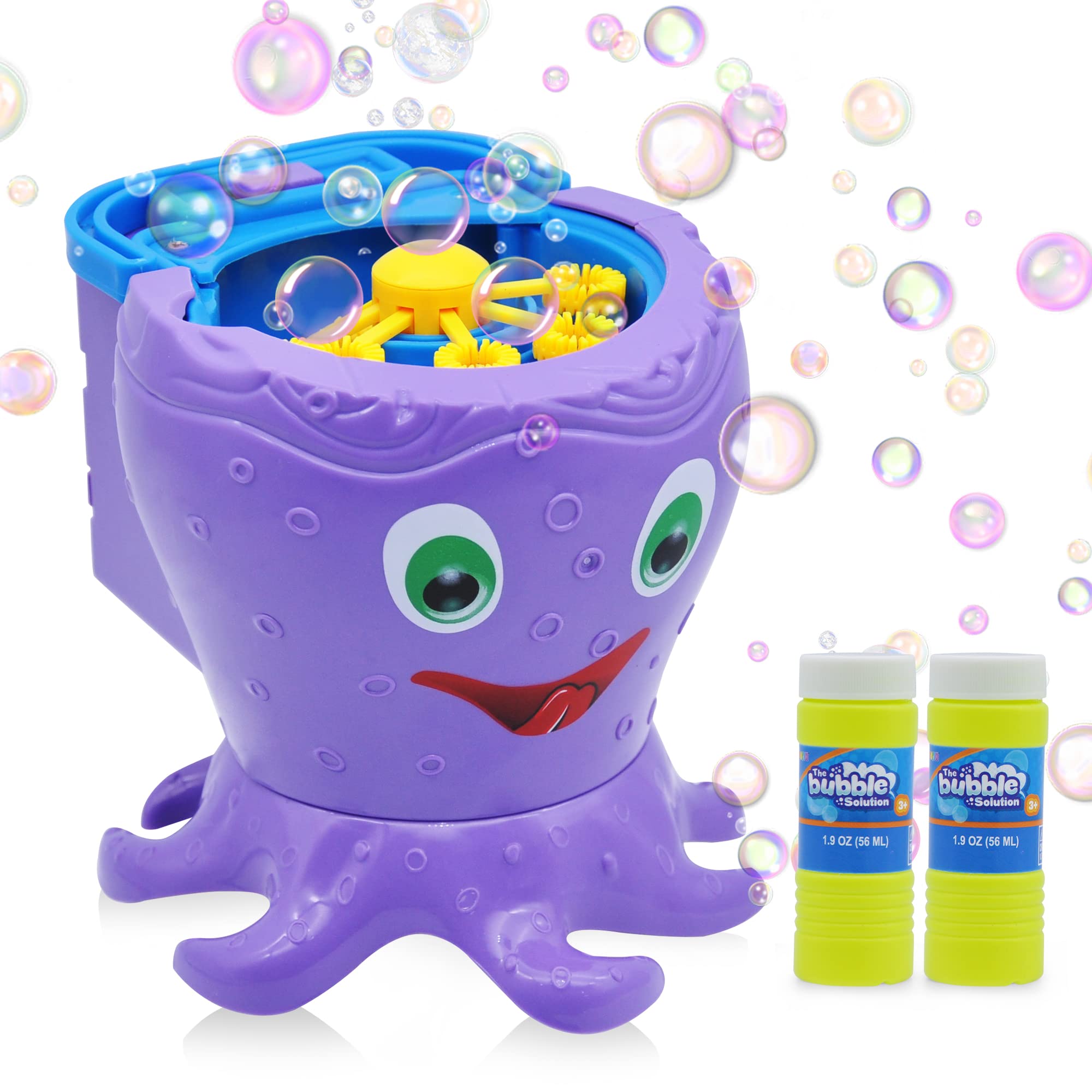 JOYIN Automatic Octopus Bubble Blower Machine for Kids - 1000+ Bubbles Per Minute with 2 Bubble Solutions, Perfect for Birthday Parties, Summer Outdoor Play, Easter Gifts & Toddler Fun (Great Gift for Boys & Girls)