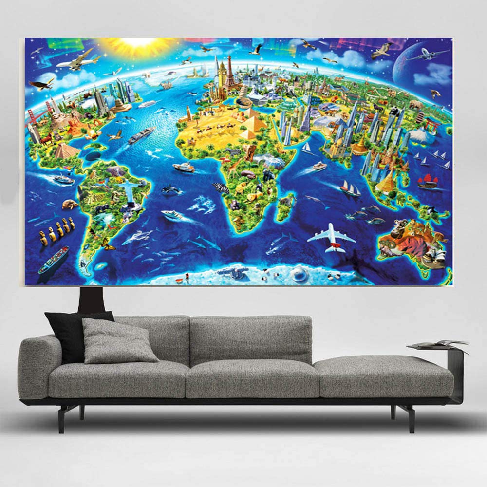 1000 Piece World Map Puzzle for Adults - Extra Thick Paper Jigsaw Puzzle, DIY Landscape Wall Art Decor - Perfect for Home, Office & Classroom Decorations