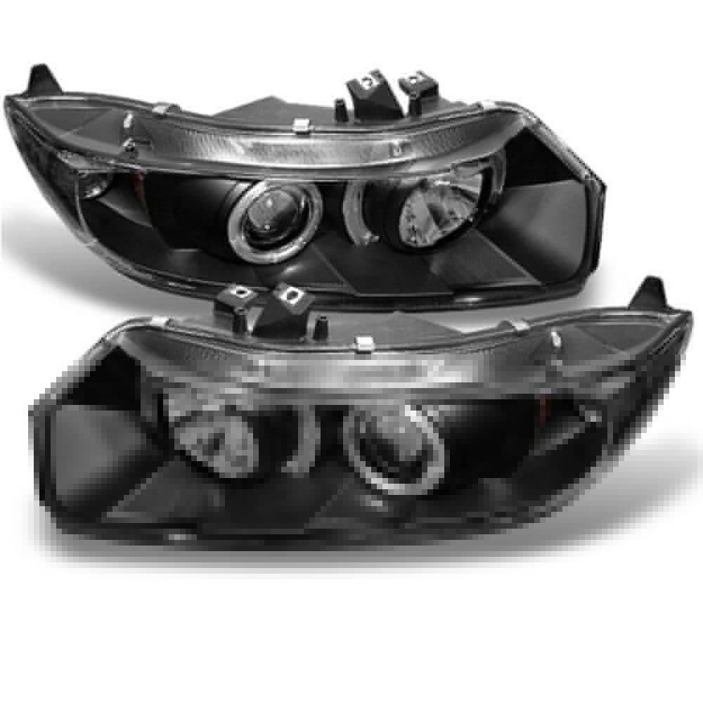06-11 2Dr Black Bezel Dual Halo Projector Headlights - High Performance LED Headlamp for Improved Night Visibility - Perfect for Jeep Wrangler & Off-Road Adventures