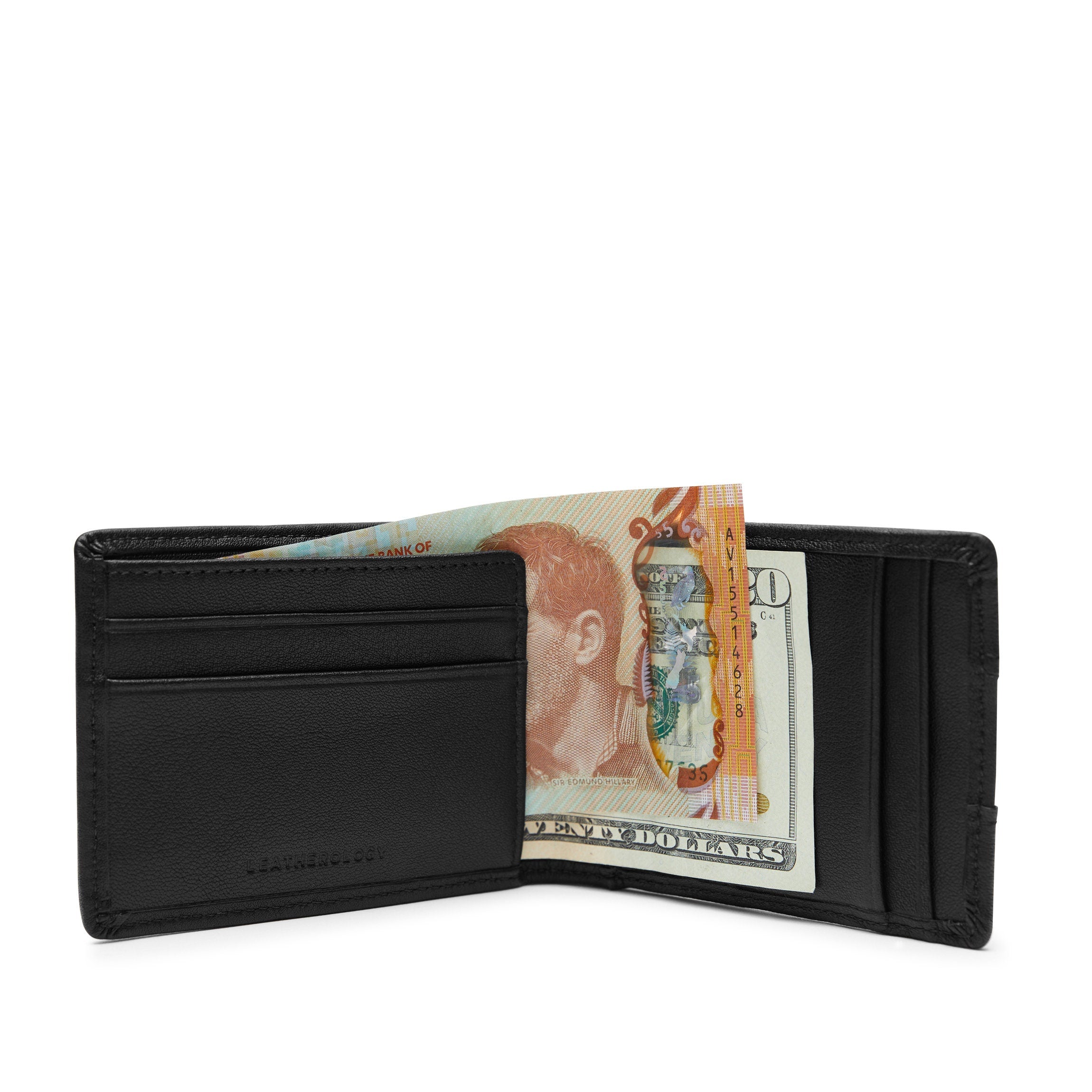 Slim Utility Card Wallet - RFID Blocking Minimalist Wallet for Men & Women - Black Oil Leather - Perfect for Travel, Business & Everyday Carry