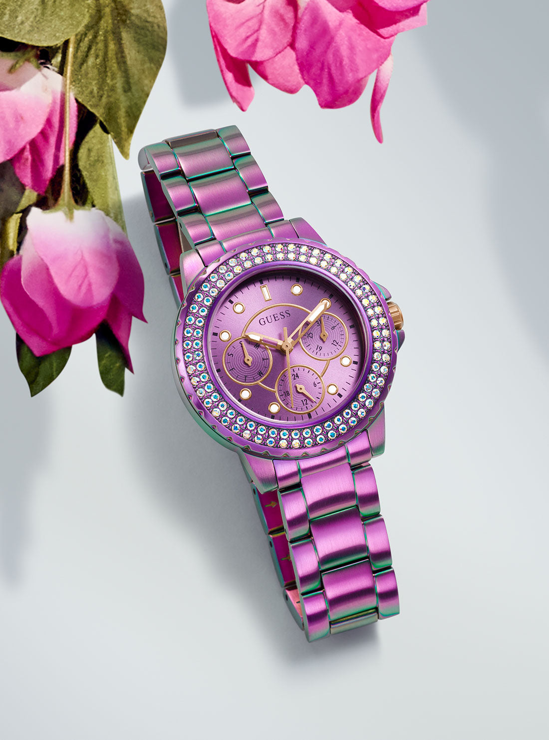 Iridescent Crown Jewel Watch for Women - Elegant & Shiny Crystal Watch for Party, Wedding & Special Occasions