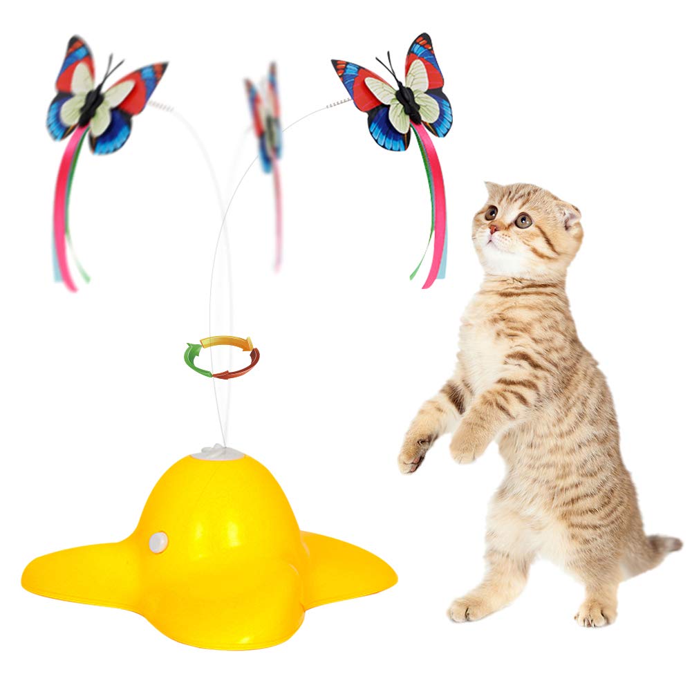 Flurff Interactive Cat Toy Butterfly - Electric Flutter Rotating Kitten Teaser with Replacement Wings - Fun Exercise Toy for Indoor Cats - Perfect for Playtime & Stimulation