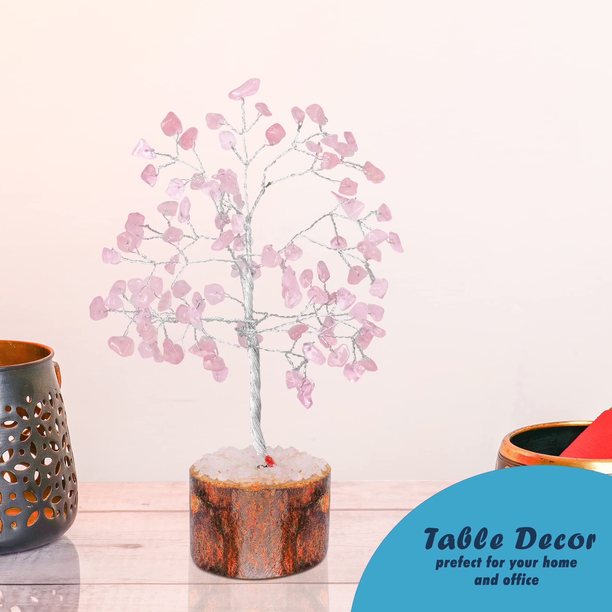 YATHABI Rose Quartz Crystal Tree for Positive Energy & Wealth - Feng Shui Money Tree for Home & Office Decor - Chakra Healing Bonsai Gift for Meditation & Spiritual Growth