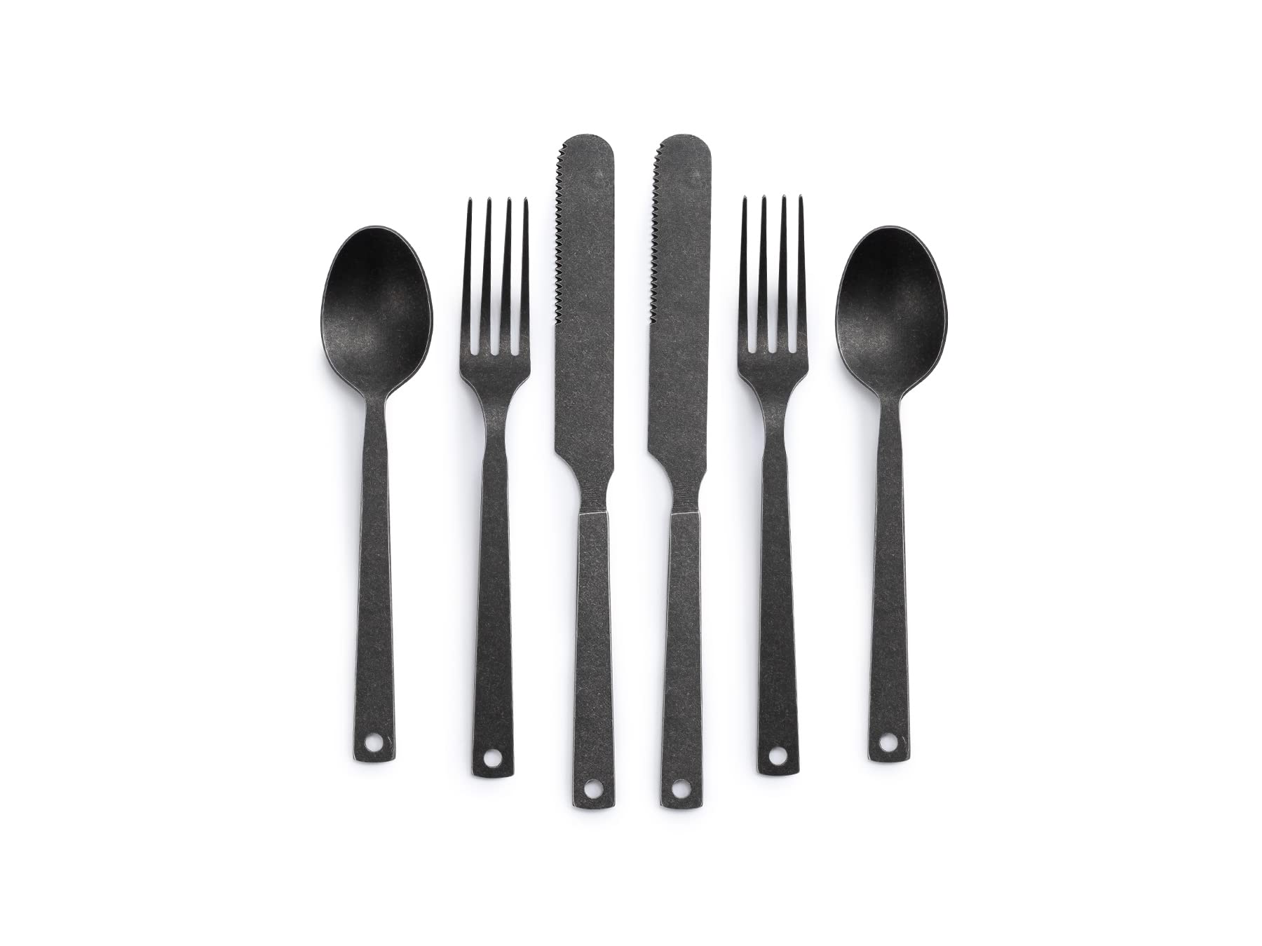 Premium Stainless Steel Flatware Set - 6-Piece Matte Black Silverware for Camping & Formal Dining - Includes Forks, Knives & Spoons - Durable Cutlery for Outdoor Adventures & Elegant Dinner Parties