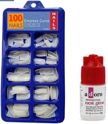 Premium 100-Piece Acrylic Artificial Nails Set with 3g Nail Glue - Reusable Fake Nails for Salon-Quality Manicures at Home, Parties & Special Occasions