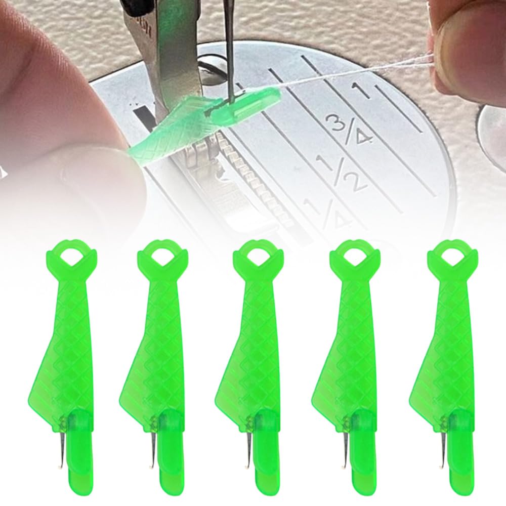 Fish Type Needle Threaders for Hand Sewing & Sewing Machines - Quick & Easy Threading Tool for Crafting & Sewing Enthusiasts (5pcs, Small, Green) | Perfect for Quilting, Embroidery & DIY Sewing Projects
