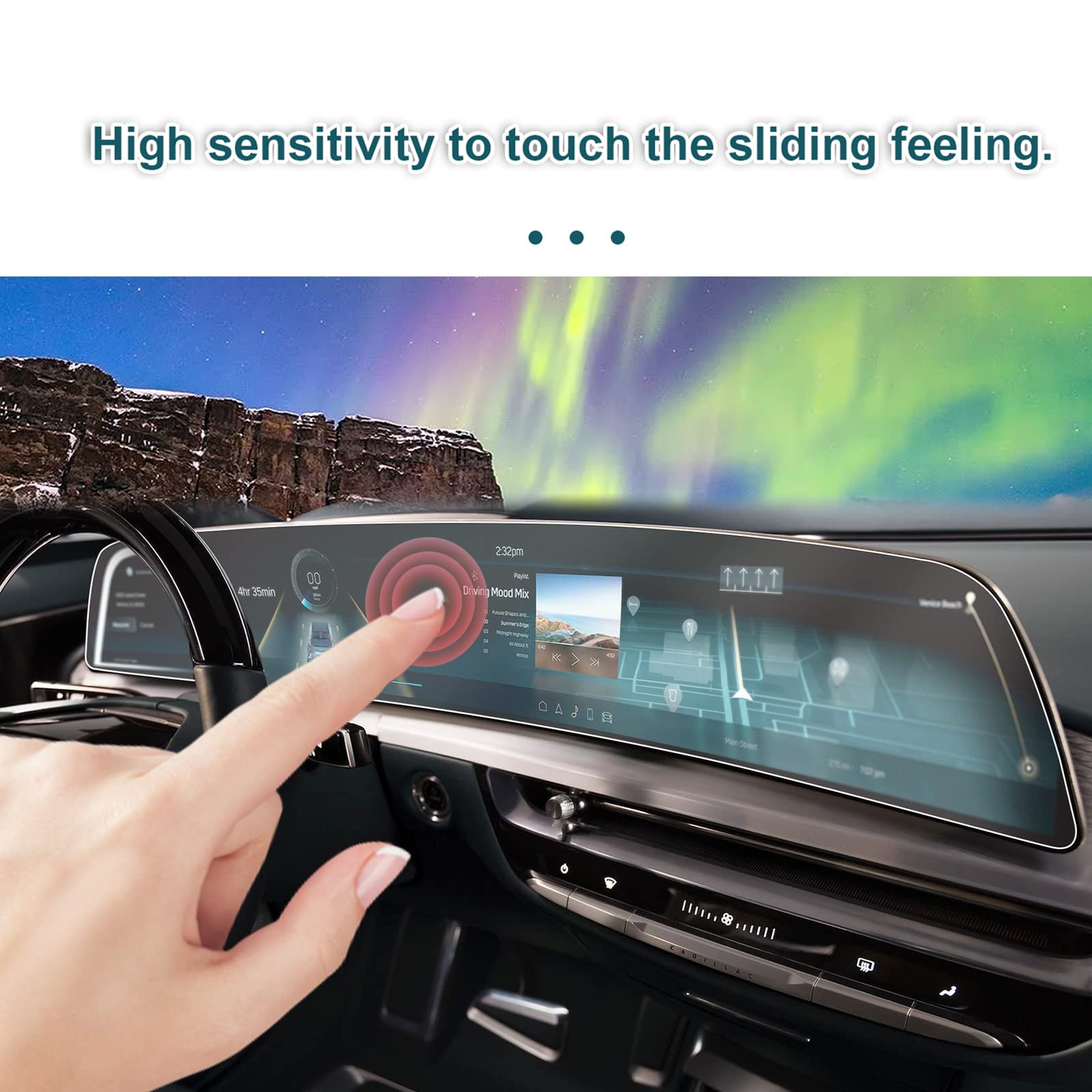 YEE PIN 2025 2024 Cadillac Lyriq Screen Protector - HD Clear Anti-Scratch Film for 2025 Cadillac CT5 & 2024-2025 XT4 Infotainment Display - Perfect for Road Trips & Daily Commuting