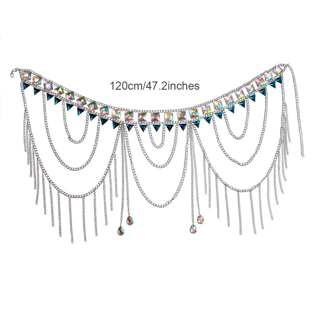 Rhinestone Body Chain - Boho Crystal Waist Belly Chain for Women | Festival Jewelry, Rave Outfit Accessory | Perfect for Music Festivals, Beach Parties & Bachelorette Events