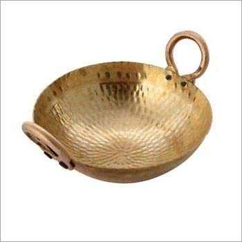 5 Liter Traditional Brass Hammered Kadai Wok with 5 Liter Brass Patila Topia - Authentic Indian Cookware for Stir-Frying, Deep Frying & Traditional Cooking