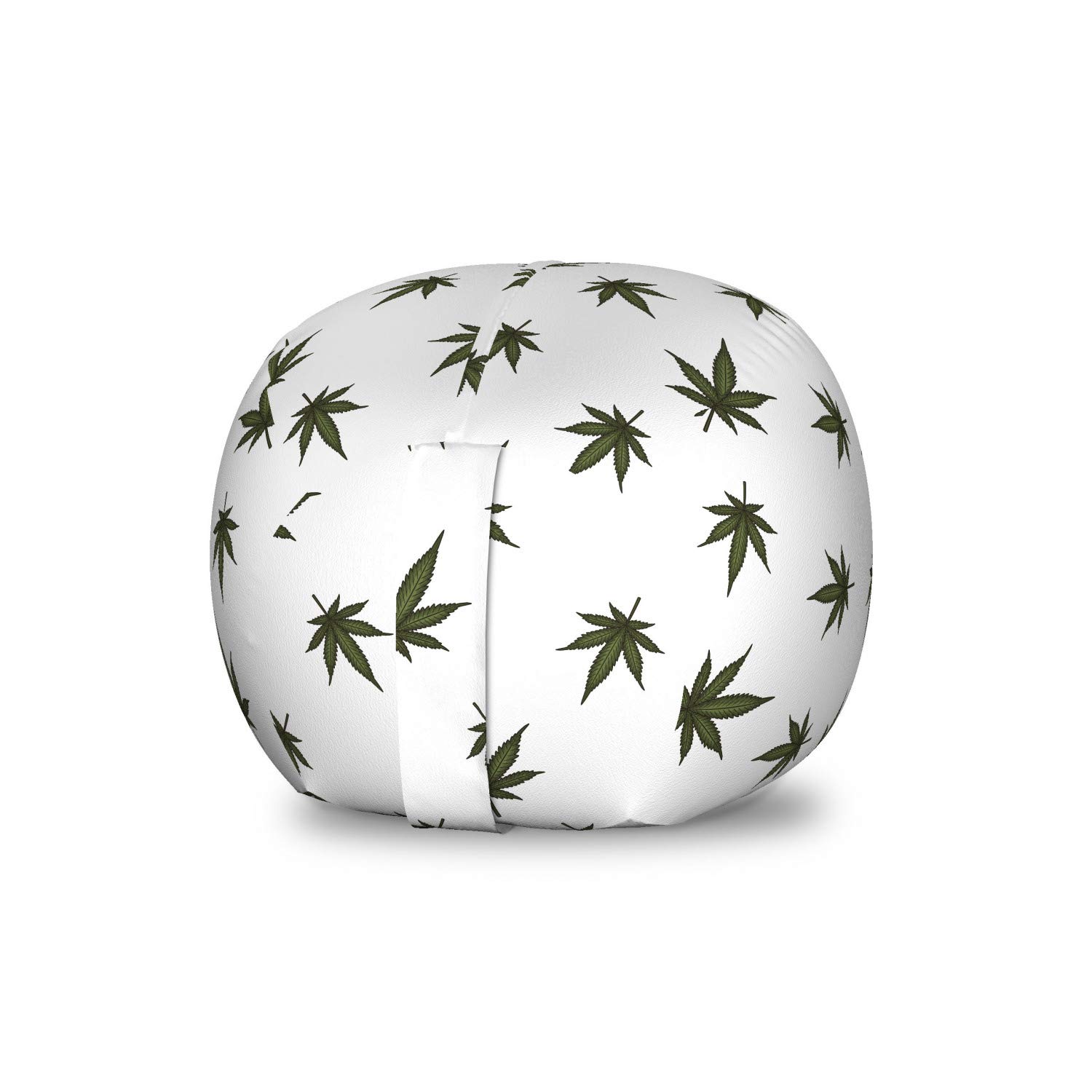 Ambesonne Dark Green & White Botanical Storage Toy Bag Chair with Leaves & Flowering Plant Design - Washable Stuffed Animal Organizer for Kids' Room, Nursery or Playroom - Small Size Hemp Fabric Storage Solution for Toys, Blankets & Plushies