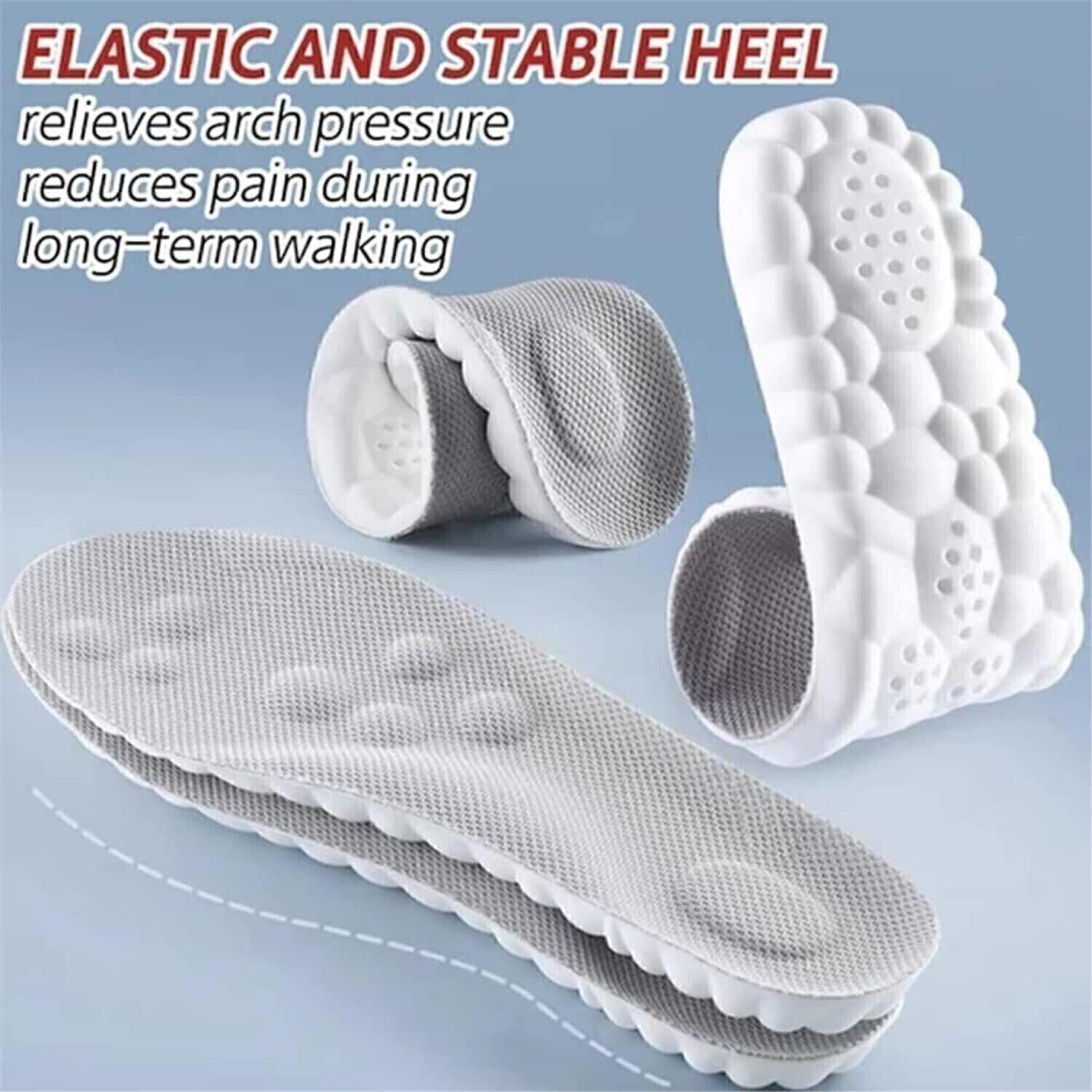 2 Pairs 4D Cloud Technology Insoles - Ultra Soft Comfort Cushioning for Foot Support, U-Shape Memory Foam Arch Support Insoles (Black, Women US 4-8.5) - Perfect for Running, Walking, Work & All-Day Comfort