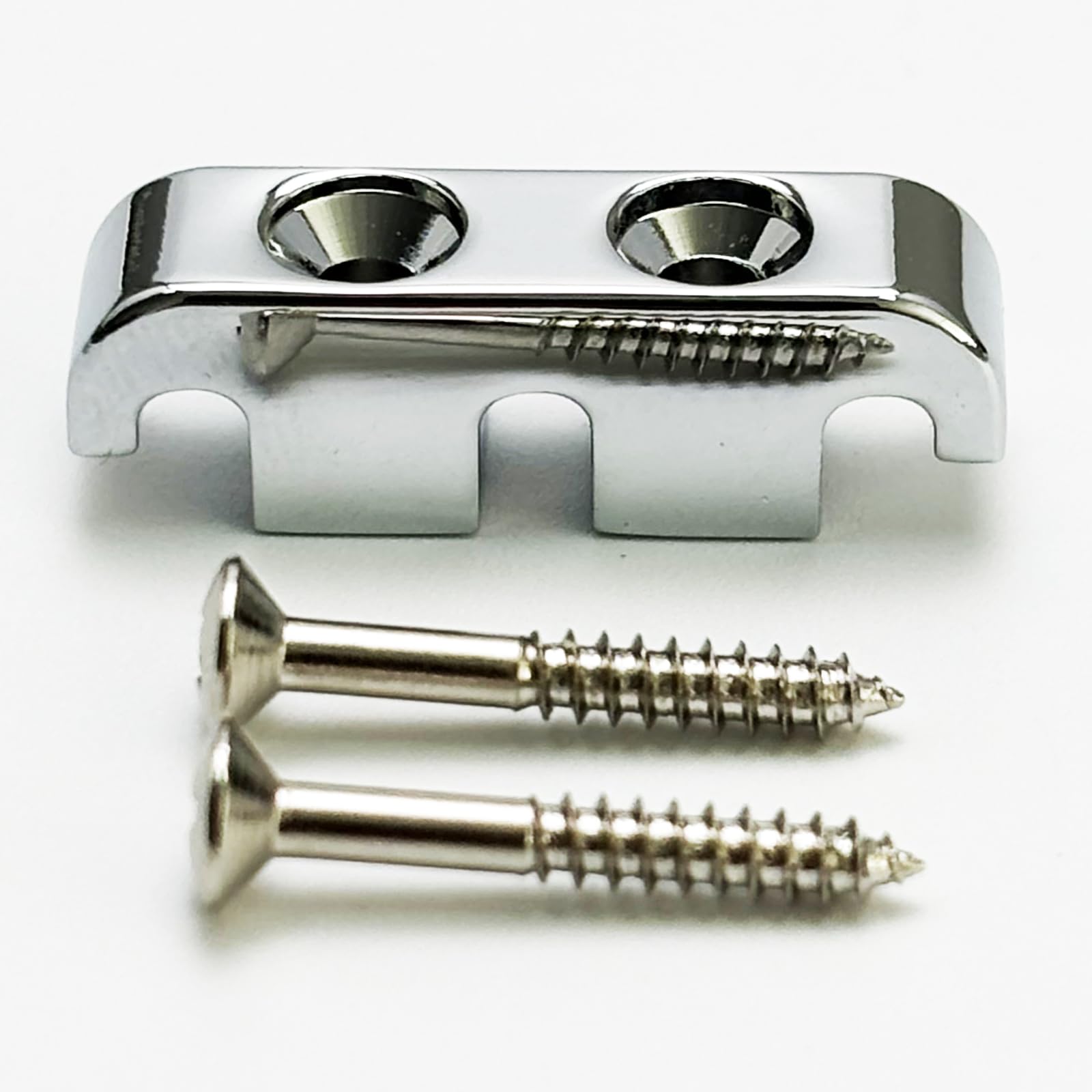 Chrome Bass String Retainer for Electric Bass Guitar - 3-String Guitar Parts with Mounting Screws - Perfect for String Tension Control & Guitar Maintenance