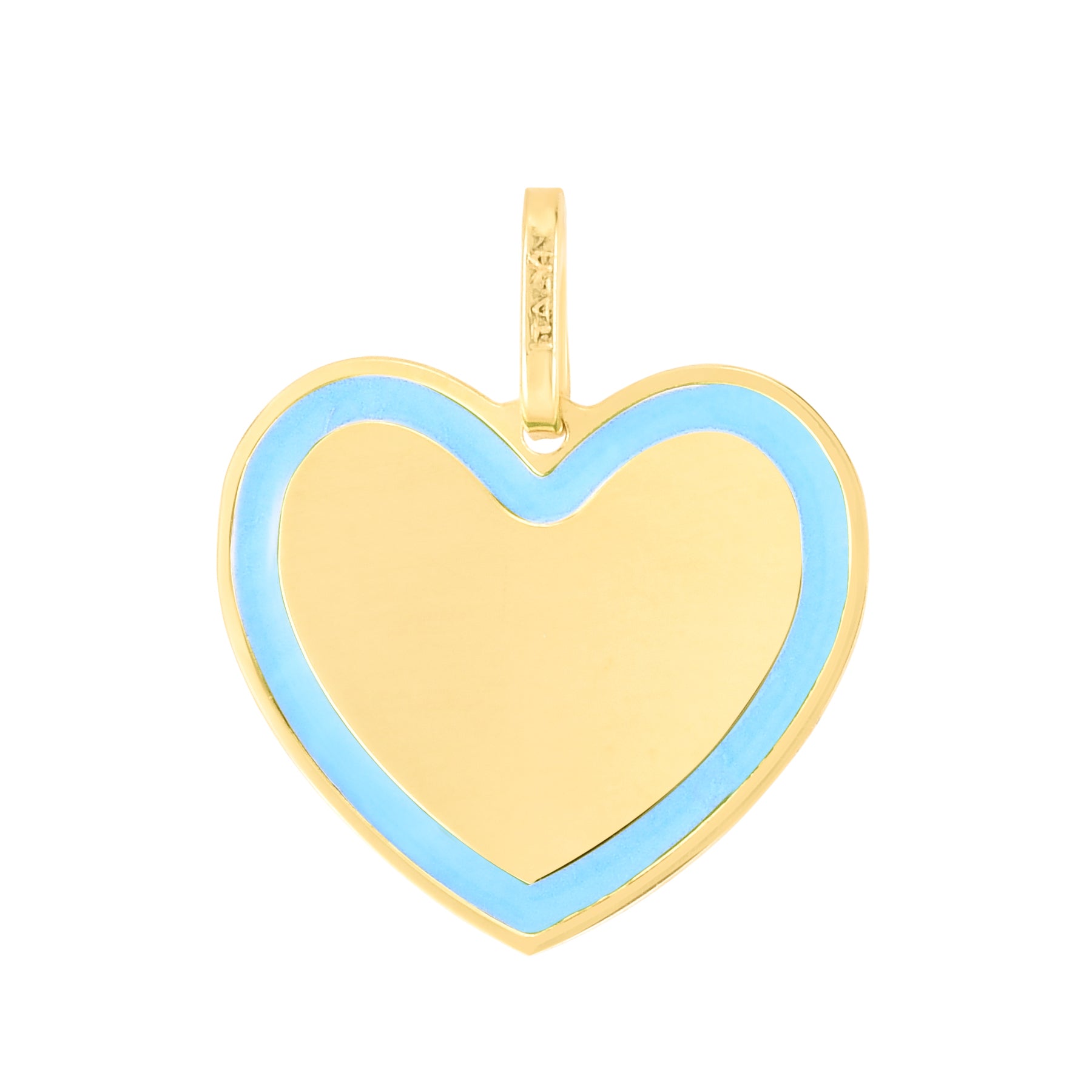 14K Gold Blue Enamel Heart Charm Pendant - Elegant Jewelry Gift for Women, Perfect for Valentine's Day, Anniversary & Special Occasions