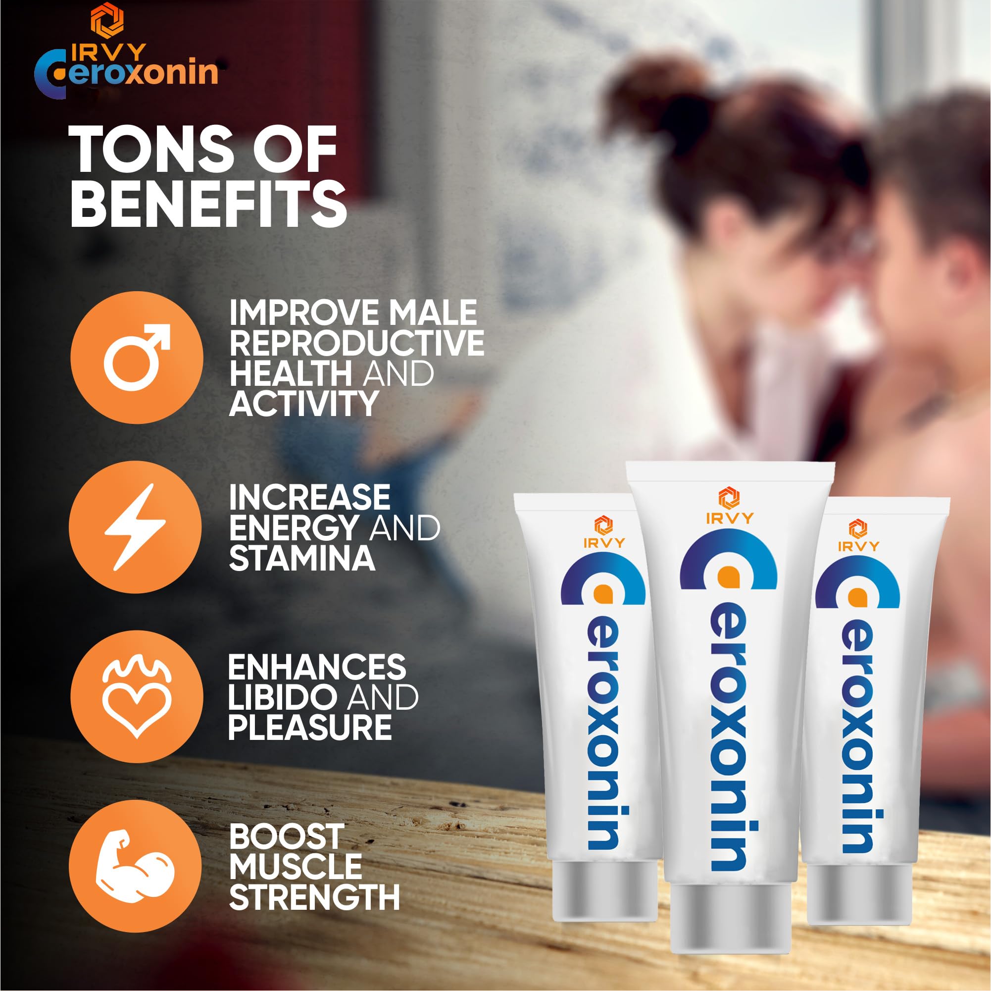 Irvy Eroxonin Med3000 Gel for Men - Stimulating Male Enhancement Massage Cream, 1.75 Fl Oz - Intimate Couples Gel for Enhanced Performance & Sensation