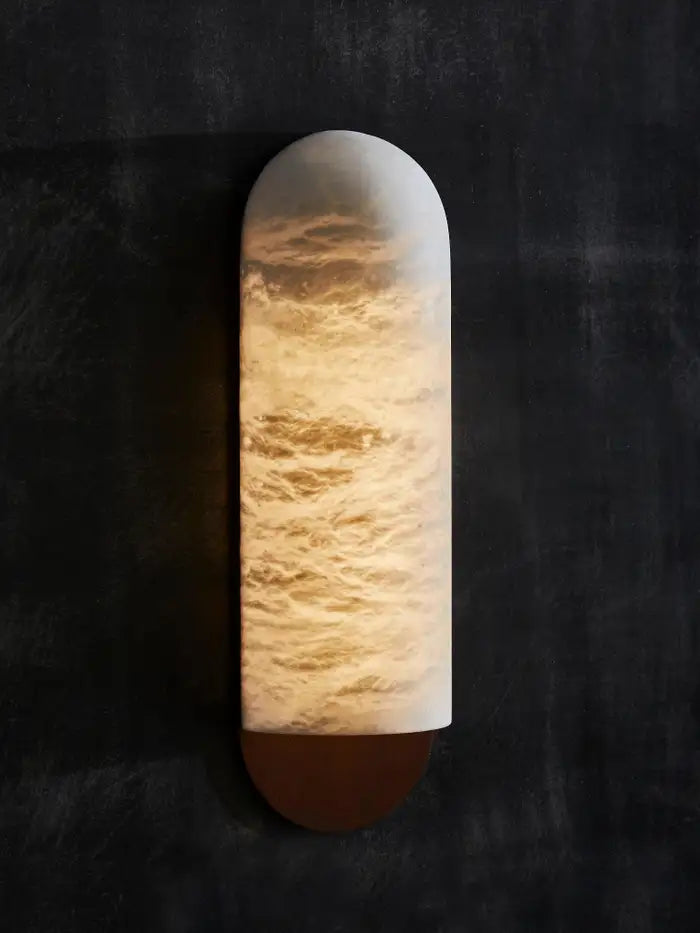 Elegant Alabaster Curved & Elongated Wall Sconces - Modern Lighting Fixtures for Bedroom, Living Room & Hallway Decor