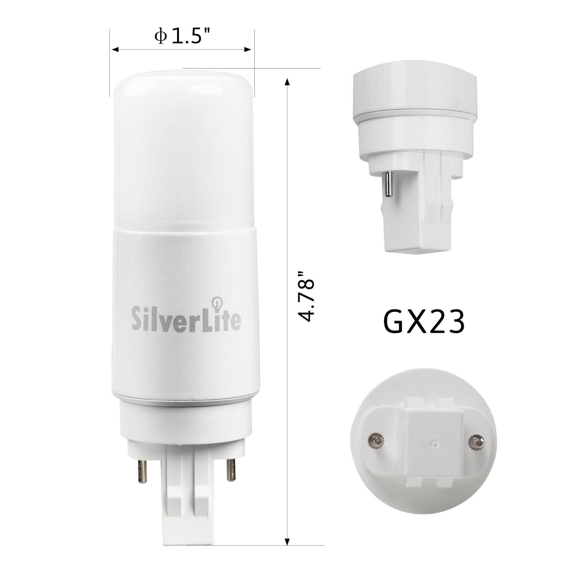 Silverlite Plug & Play 7W LED Stick PL Bulb (18W CFL Equivalent) - GX23-2 Pin Base, 750LM Daylight (4000K), 120-277V with CFL Ballast, UL Classified (2-Pack) - Perfect for Office Lighting, Kitchen Fixtures & Energy-Efficient Home Use