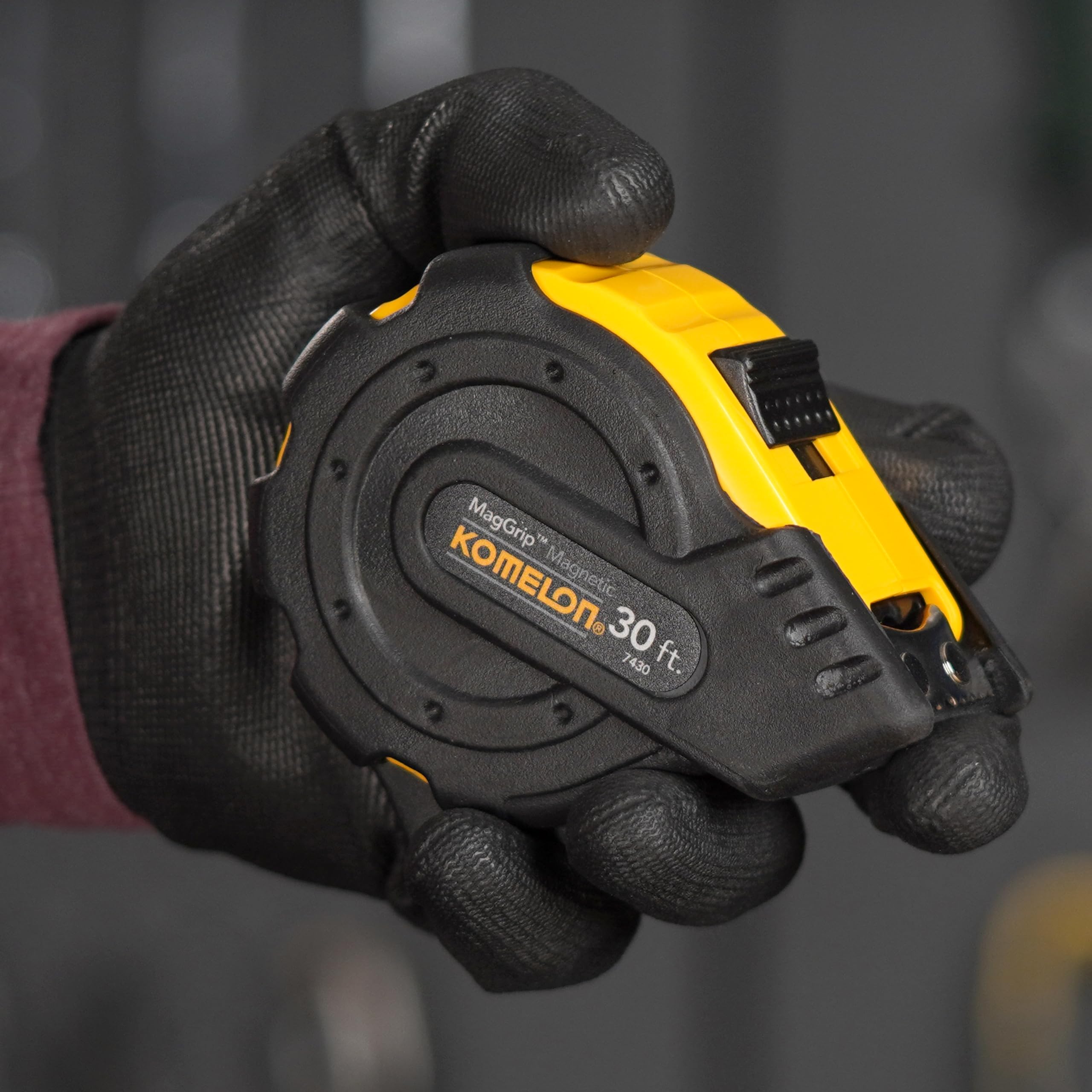 KOMELON 30ft Magnetic Tape Measure with MagGrip Hook - Durable Impact Absorbing Rubber - Perfect for Construction, DIY Projects & Home Improvement (Model 7430)