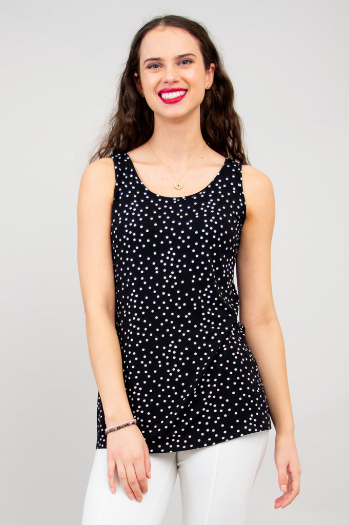 Avalon Women's Bamboo Tank Top with Polka Dot Print - Soft & Breathable Summer Casual Wear for Yoga, Running, and Everyday Comfort