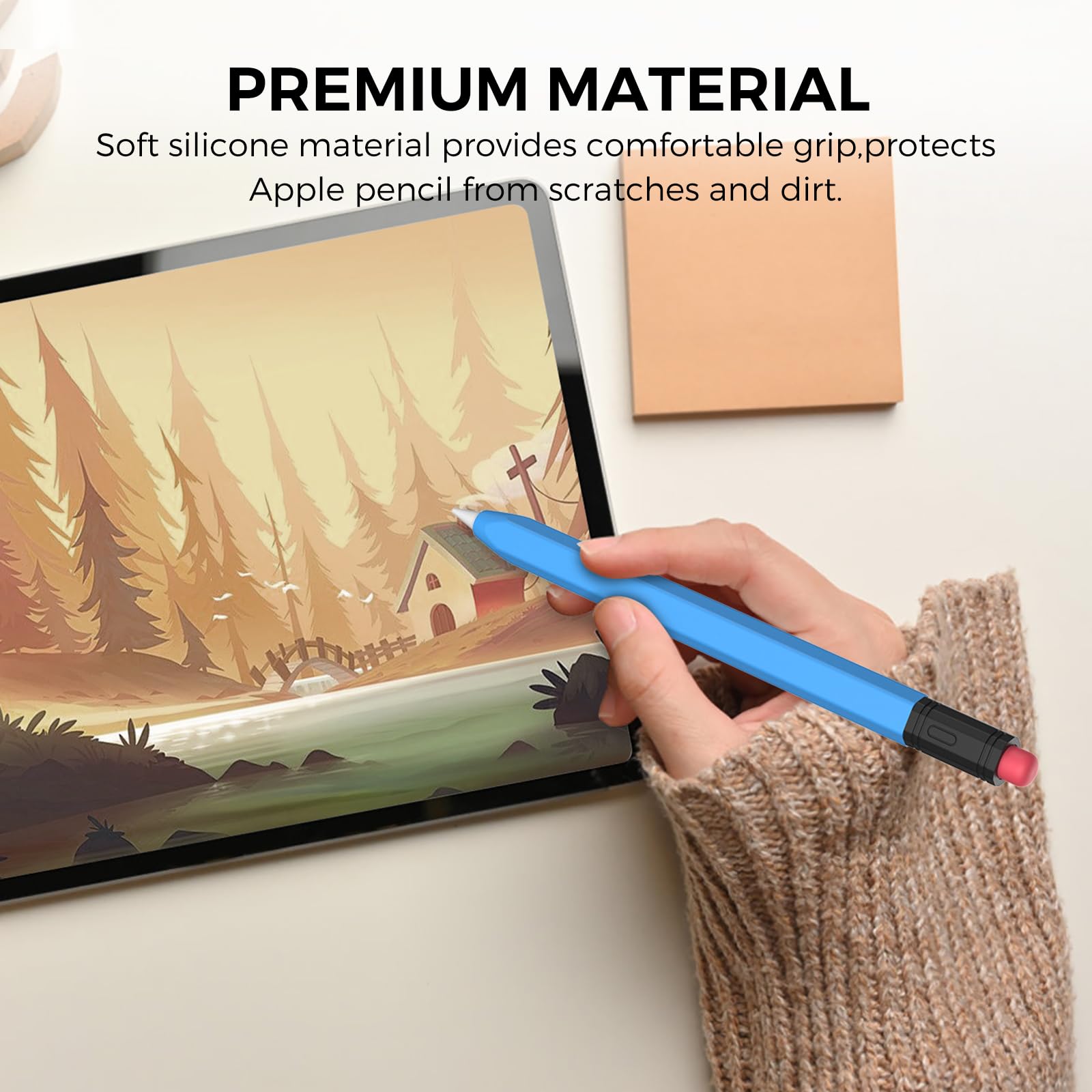AhaStyle Classic Silicone Sleeve Cover for Apple Pencil USB-C - Protective Skin Holder with Grip Accessories (Blue) | Perfect for Drawing, Note-Taking & iPad Stylus Protection