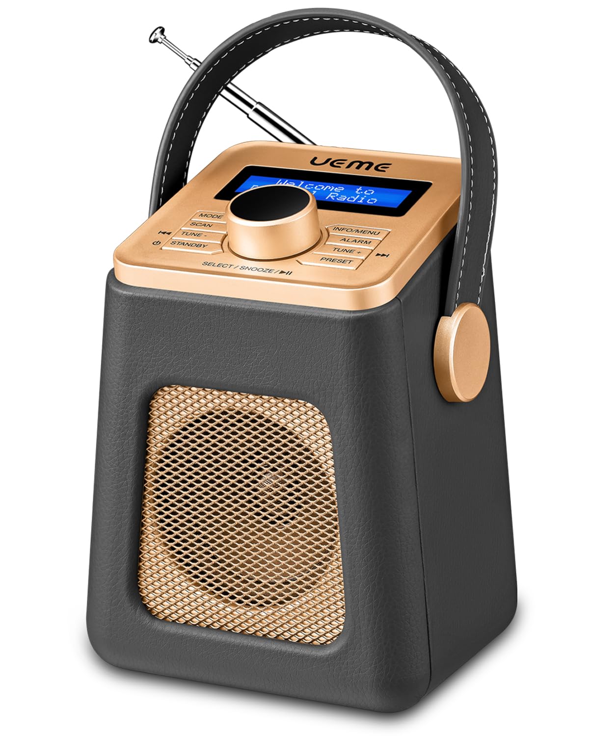 UEME Mini DAB/DAB+ FM Wireless Bluetooth Rechargeable Digital Radio - Portable Speaker with Long Battery Life for Home, Office, Travel & Outdoor Adventures (Charcoal)