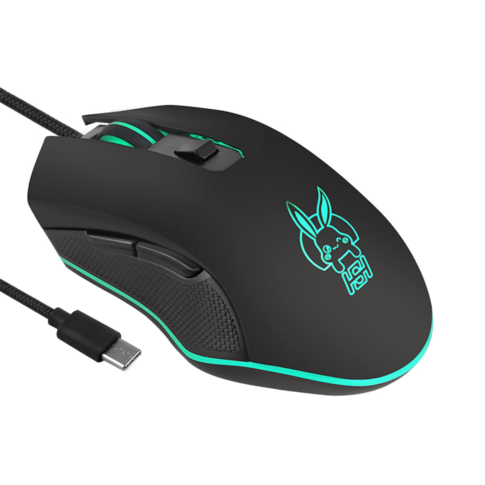 Academyus Wired Mouse - 3200DPI High Precision Ergonomic USB-C Mouse for MacBook Pro, Plug & Play, Black | Perfect for Office Work, Gaming & Graphic Design