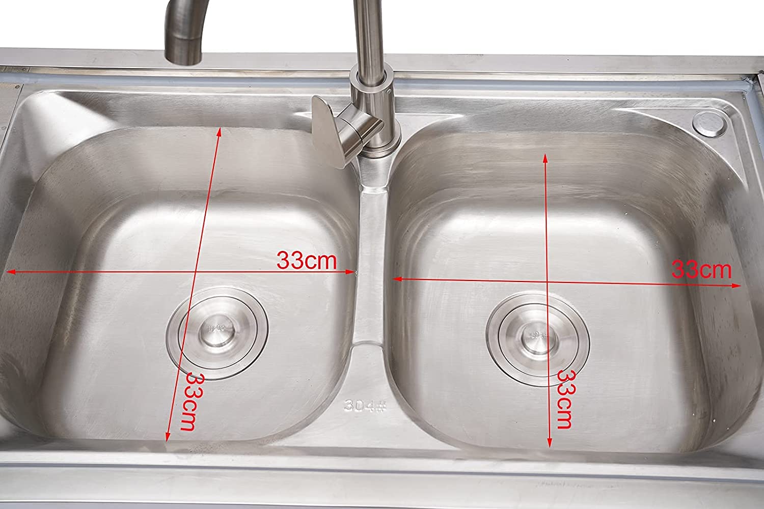 DNYSYSJ 304 Stainless Steel 2-Bowl Commercial Kitchen Sink with Dual Drainers & Shelves, Freestanding Utility Sink for Restaurants, Food Prep, and Heavy-Duty Use