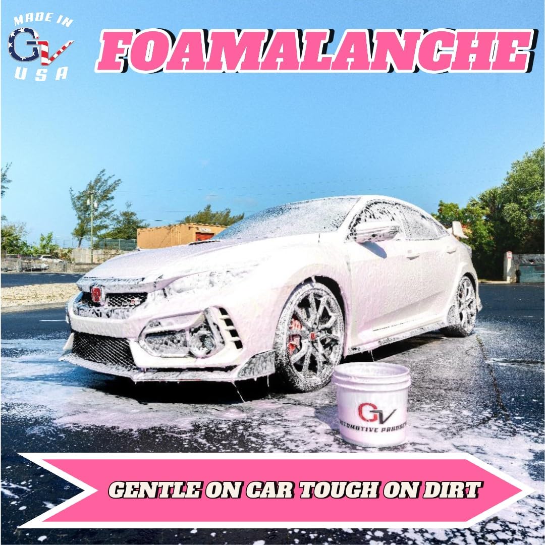 GV Automotive Foamalanche 16 oz Car Wash Soap - High Foam Formula for Foam Guns, Foam Cannons & Pressure Washers - Perfect for Deep Cleaning & Detailing