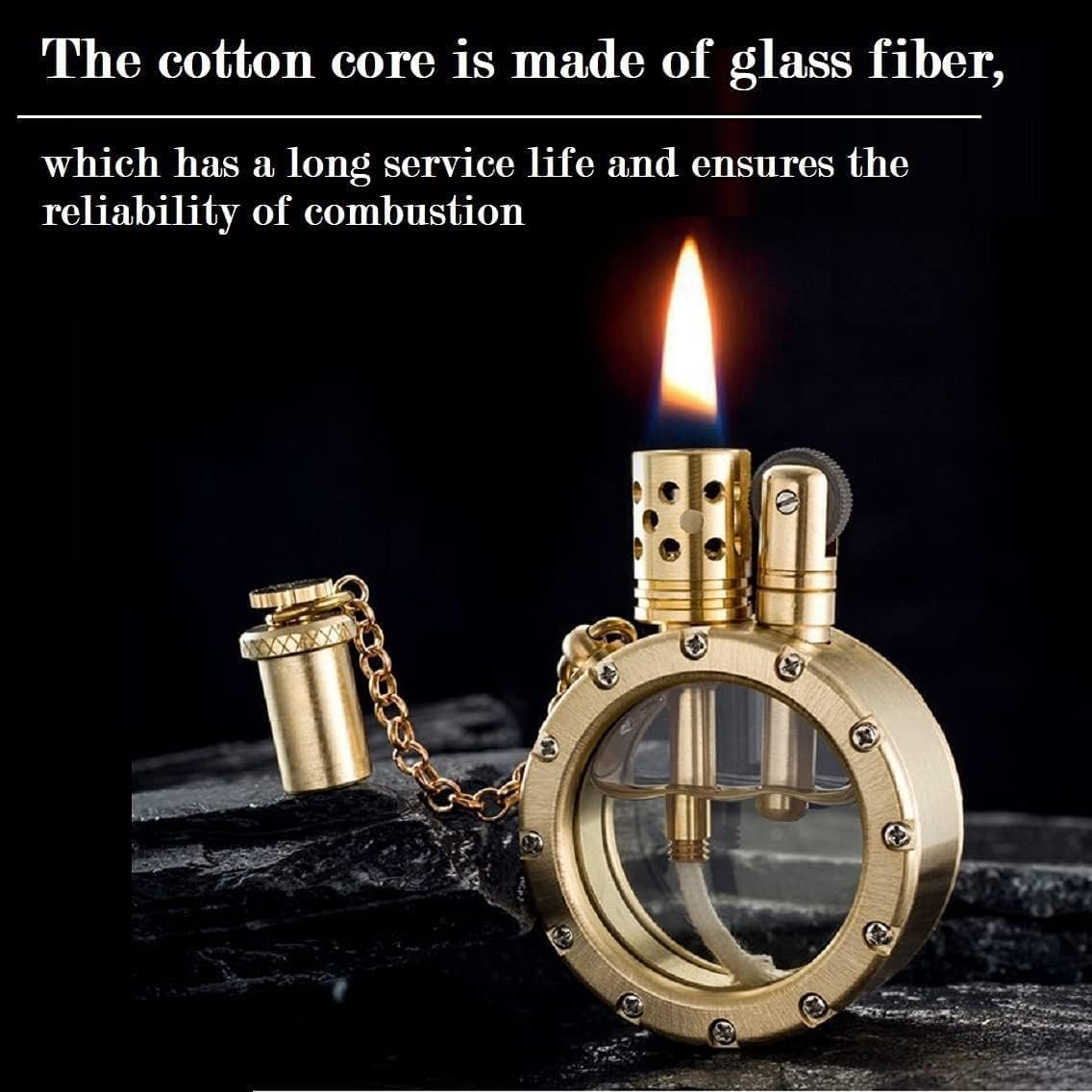 Vintage Steampunk Kerosene Lighter - Unique Metal Round Gift for Men (Father's Day, Camping)