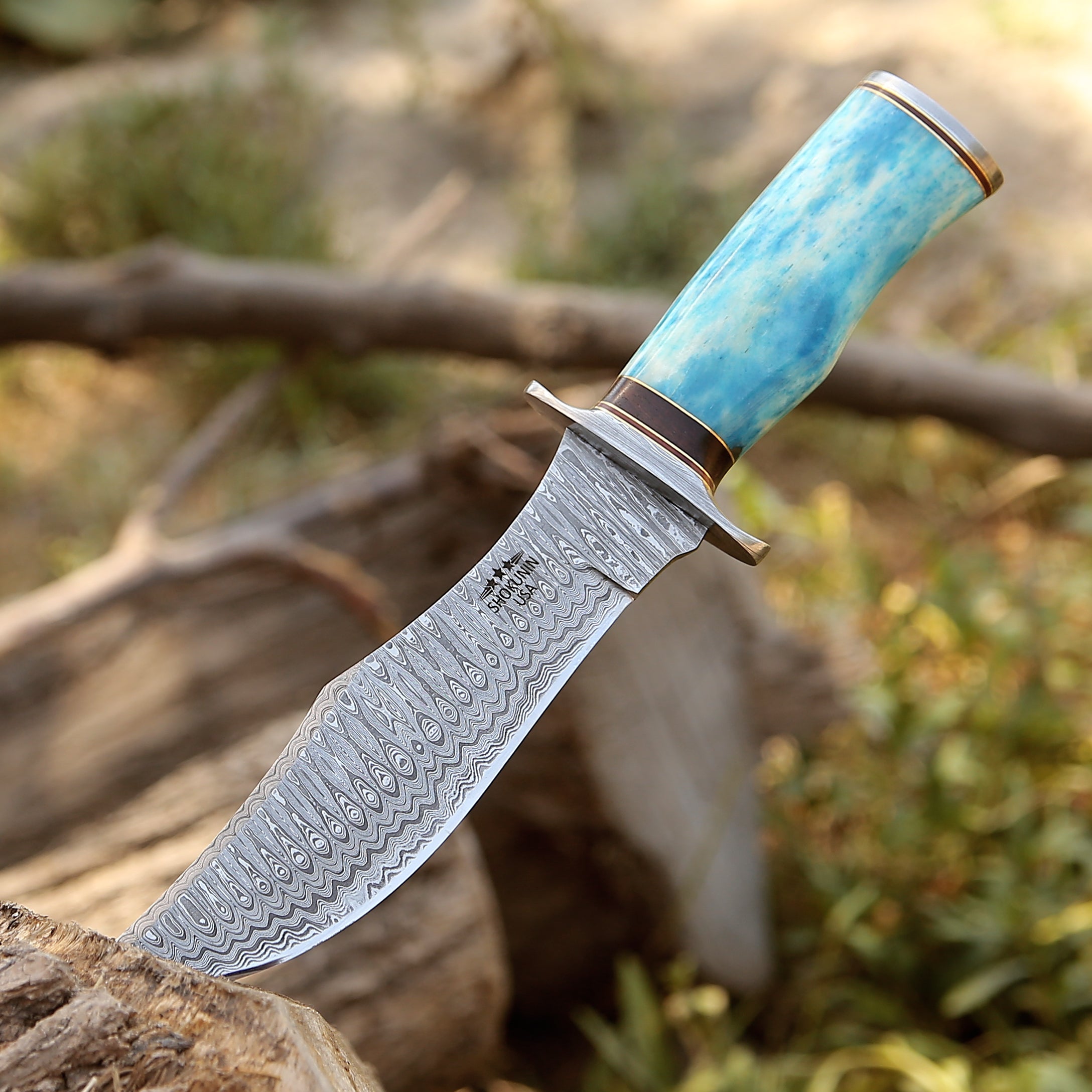 Premium Ultimatum Bowie Knife with Exotic Camel Bone Handle & Leather Sheath - Hunting, Camping, Survival & Outdoor Adventure Essential