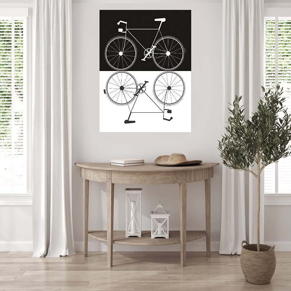 Two Bikes Fine Art Canvas Wall Decor by Jan Weiss - Ready to Hang 24x32 Inch - Perfect for Living Room, Bedroom, Office & More - Handmade Painting for Home & Commercial Spaces