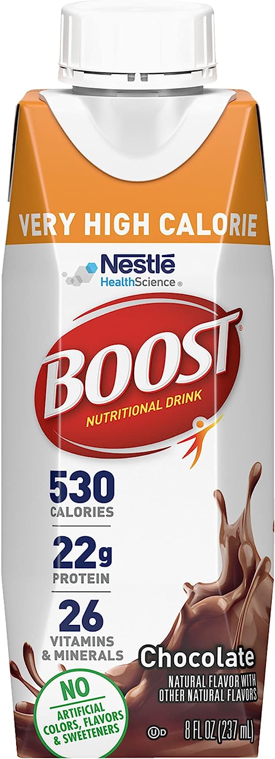 Boost Very High Calorie Nutritional Drink - 8 oz Carton (Pack of 24) | High Protein Meal Replacement for Weight Gain, Elderly & Recovery | Perfect for Post-Surgery, Athletes & Seniors