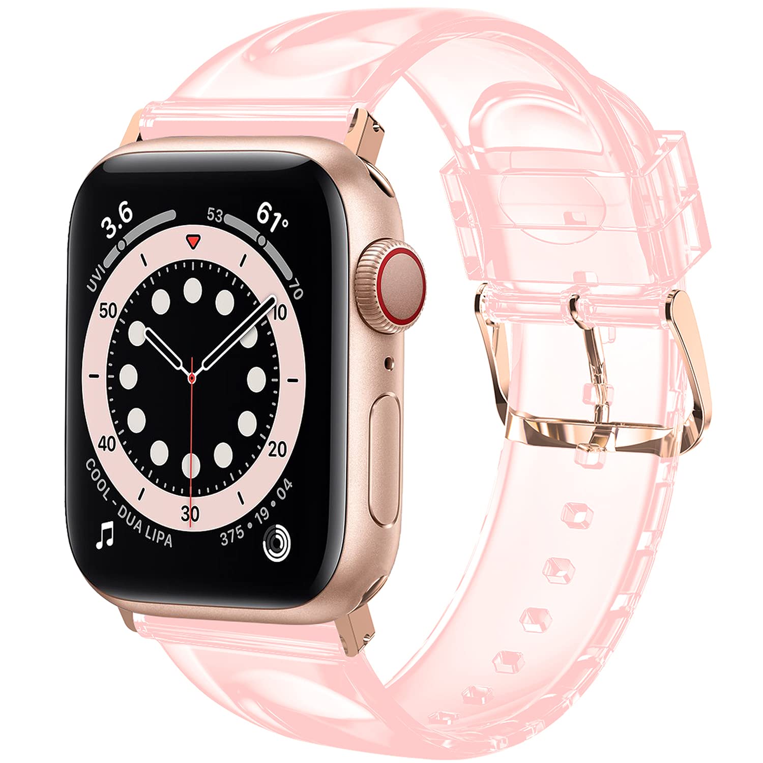iiteeology Clear Soft Silicone Apple Watch Band Compatible with 38mm 40mm 41mm 42mm 44mm 45mm 46mm - Breathable Strap for Women Men Series 1/2/3/4/5/6/7/8/9/10 - Perfect for Workout, Running & Daily Wear