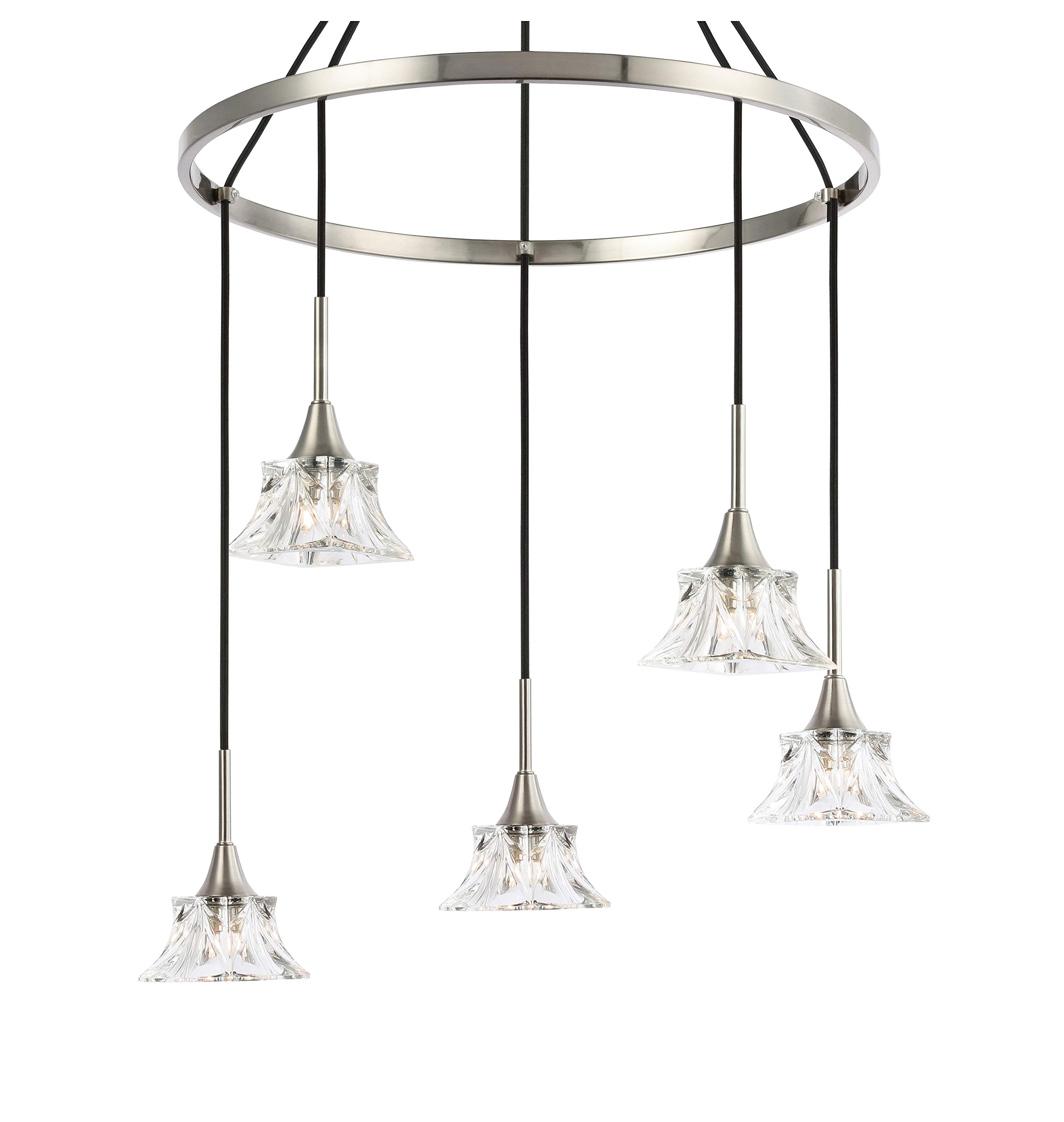 20426STN-C80480 Modern Nickel Pendant Chandelier - Elegant Ceiling Light Fixture for Dining Room, Kitchen Island & Bedroom Lighting