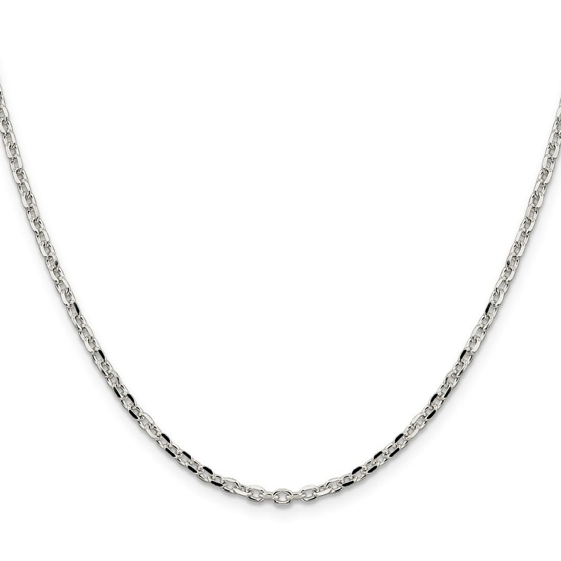 925 Sterling Silver Polished Beveled Edge 2.75mm Cable Chain Necklace with Lobster Claw Clasp - Unisex Jewelry for Women & Men - Perfect for Gifts, Weddings, and Everyday Wear